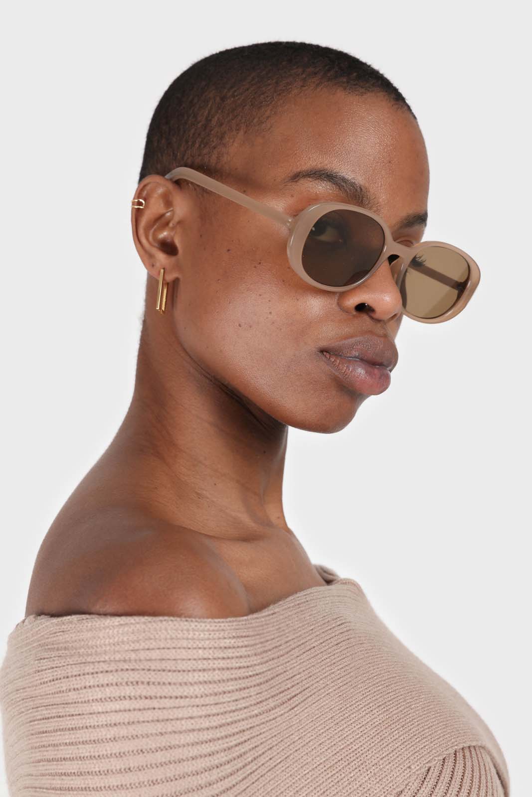 Beige cross over wrap ribbed knit top_7