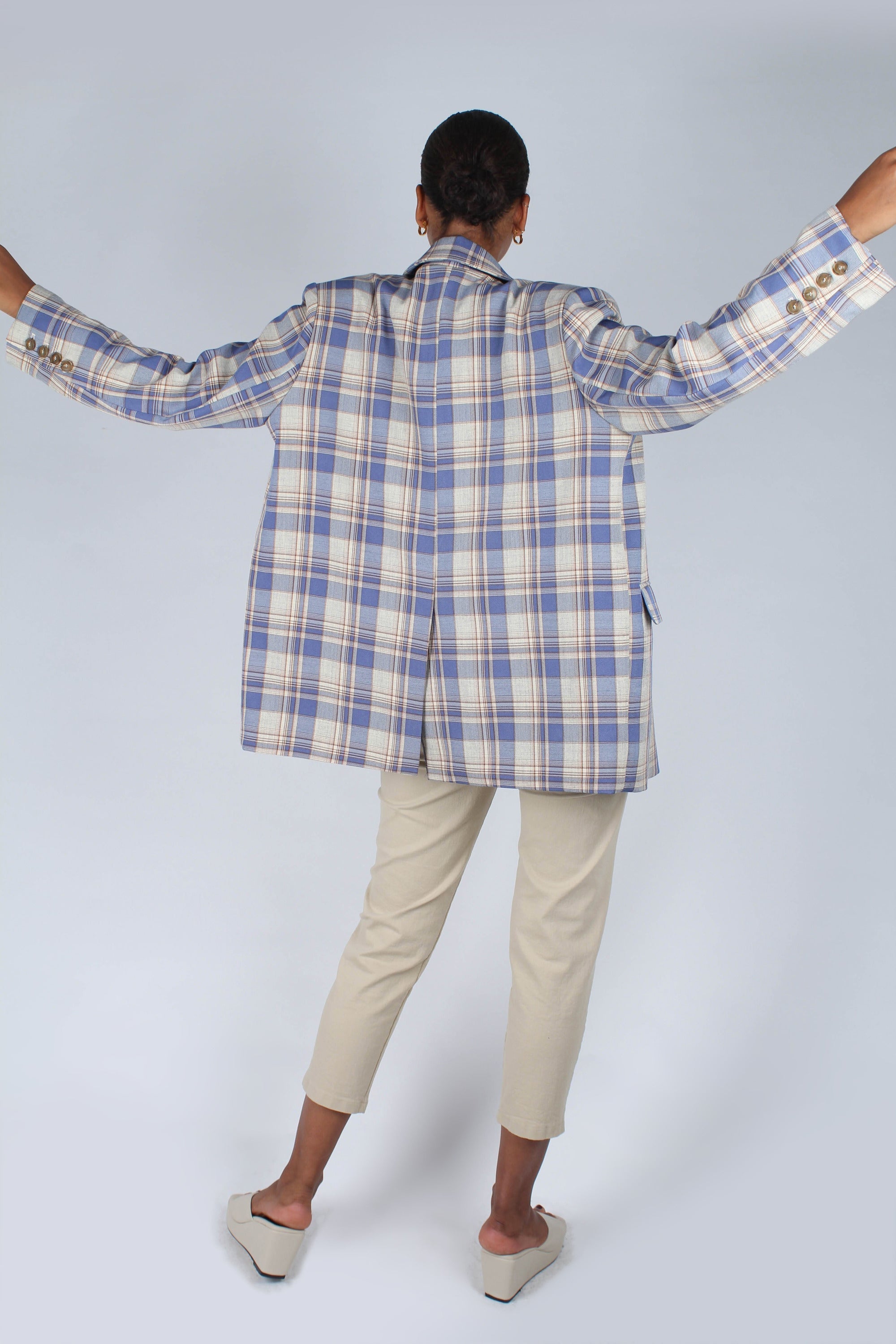 Blue and yellow checked oversized blazer_18