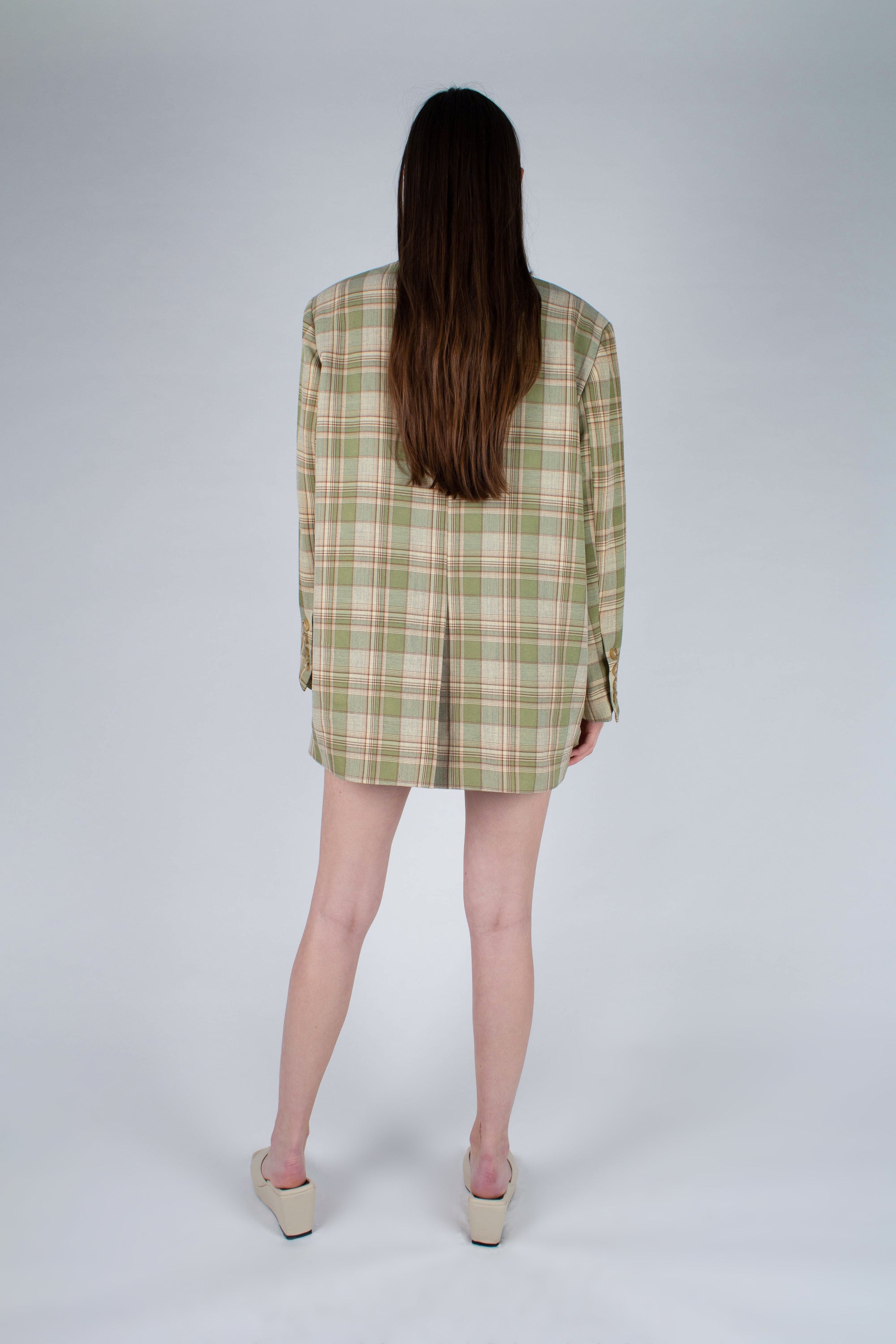 Green and yellow checked oversized blazer_14