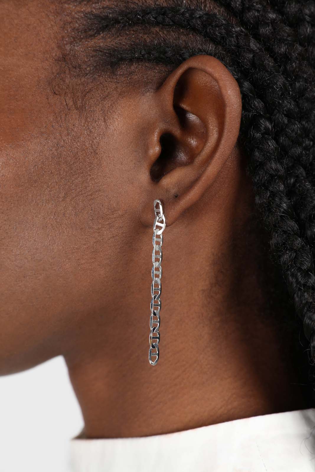 Silver figaro chain drop earrings_2