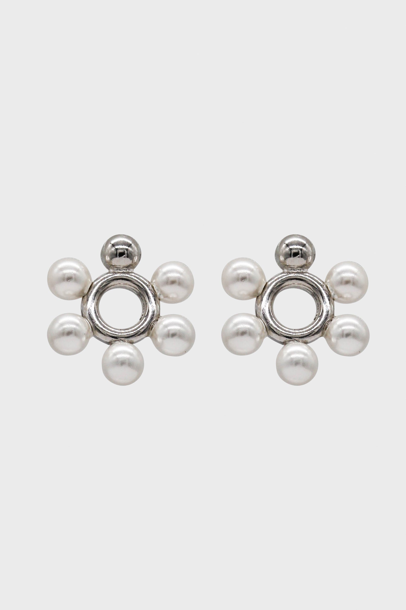 Silver pearl flower earrings_5
