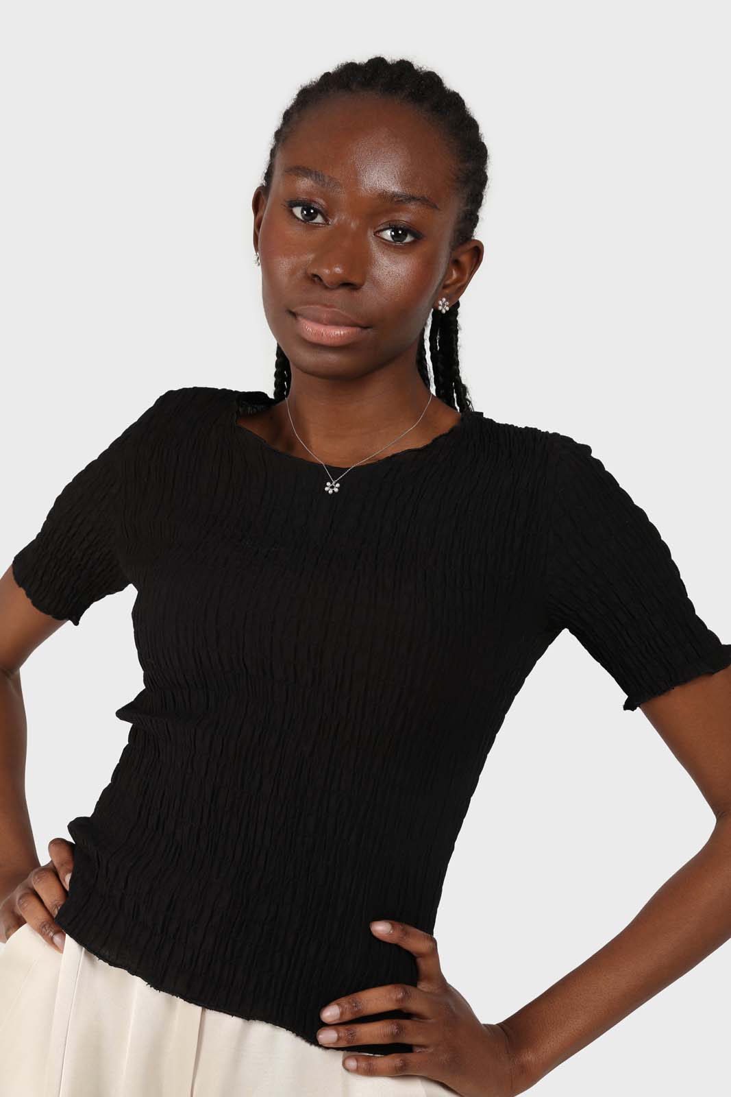 Charm necklace - Silver pearl flower_5