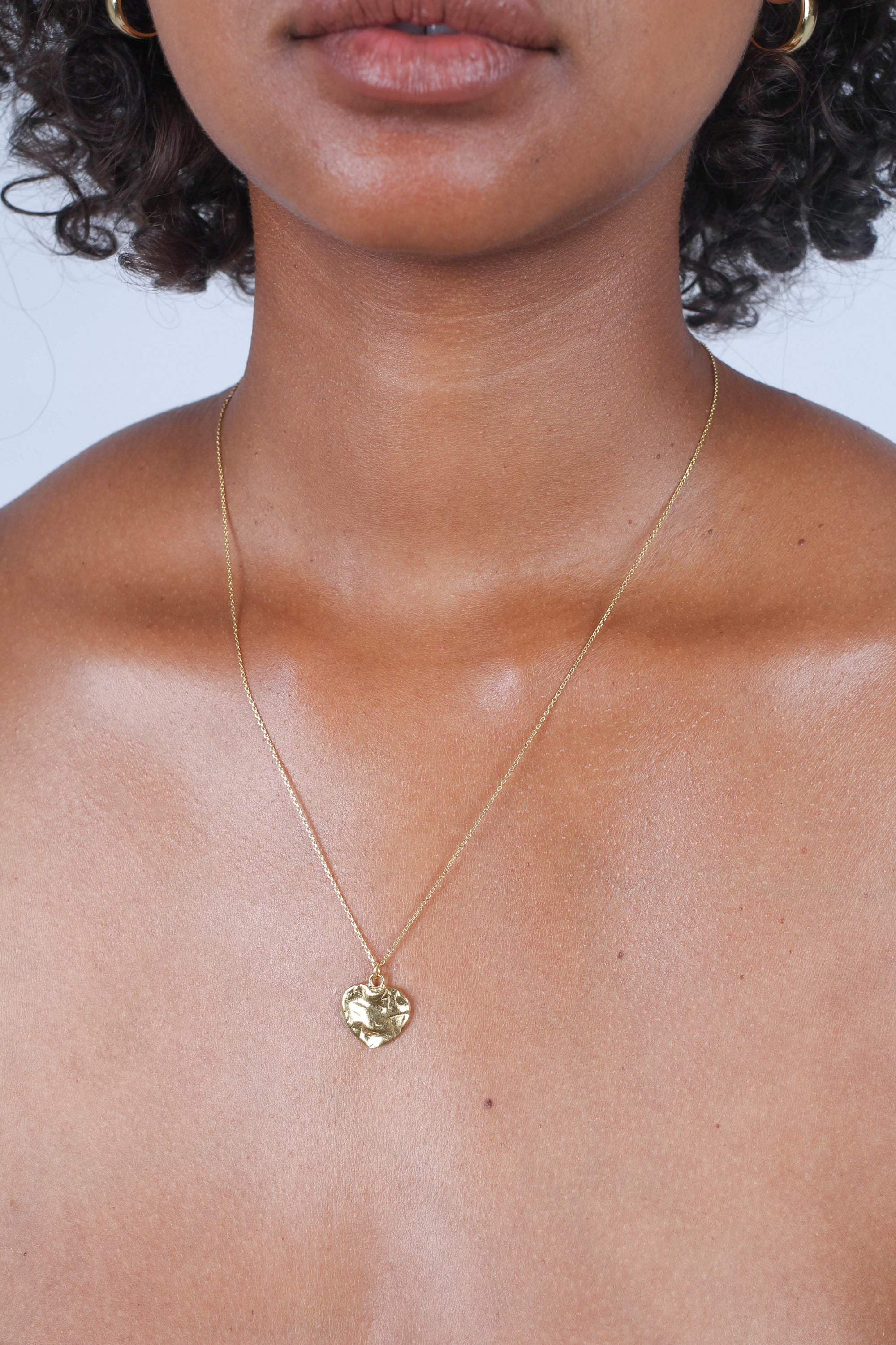 Charm necklace - Gold heart pendant / 50cm_5