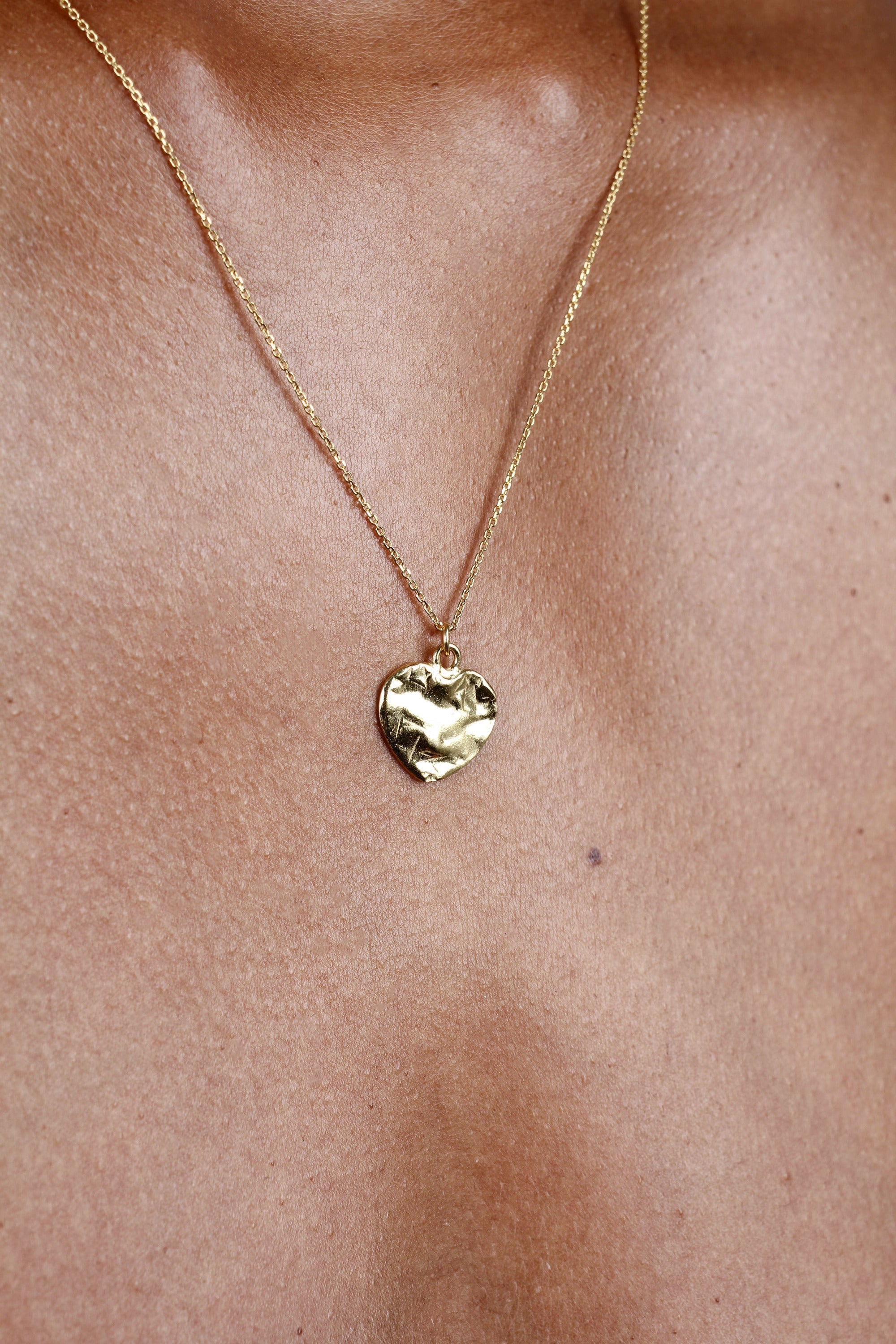 Charm necklace - Gold heart pendant / 50cm_4