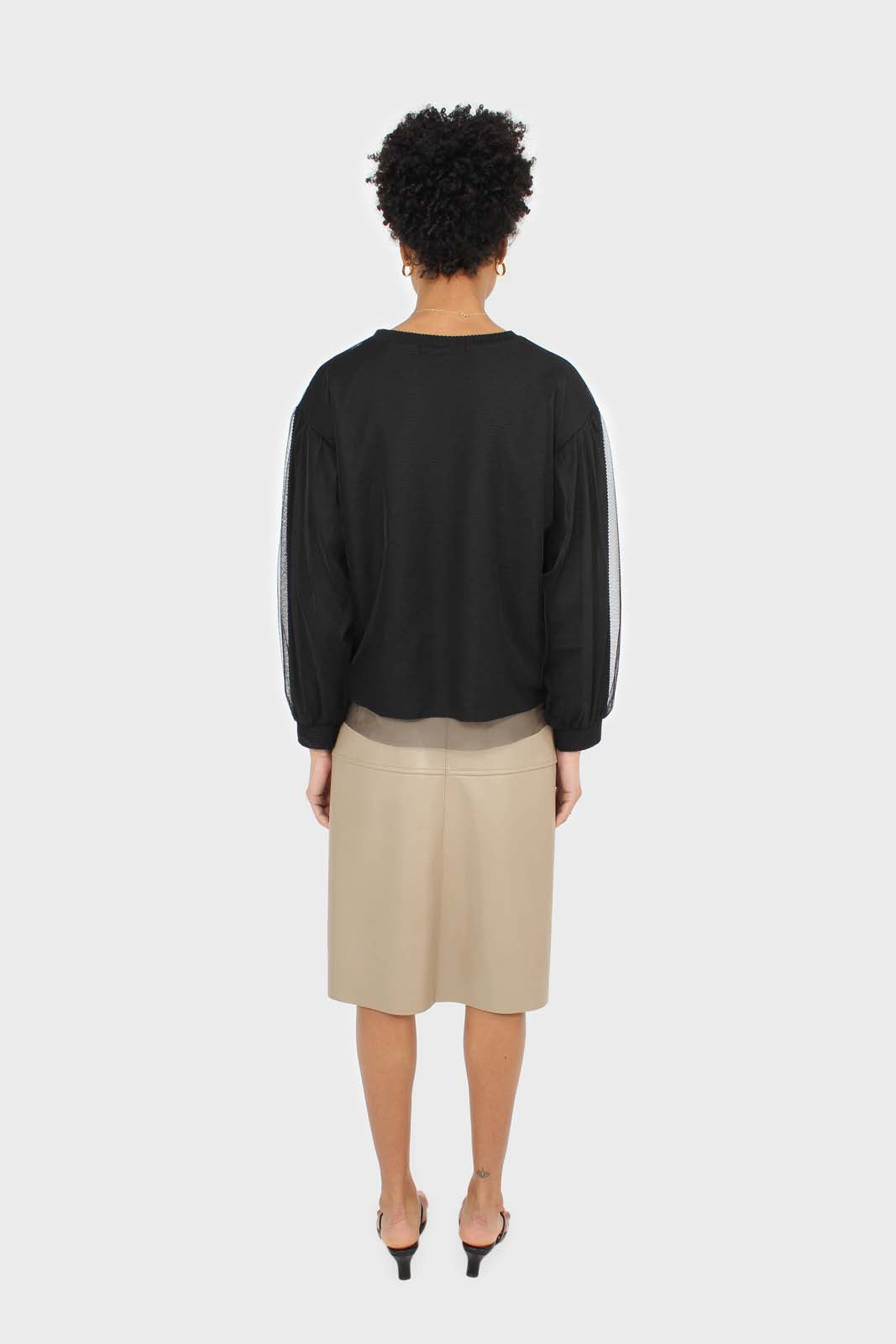 Black organza trim long sleeve sweatshirt_5