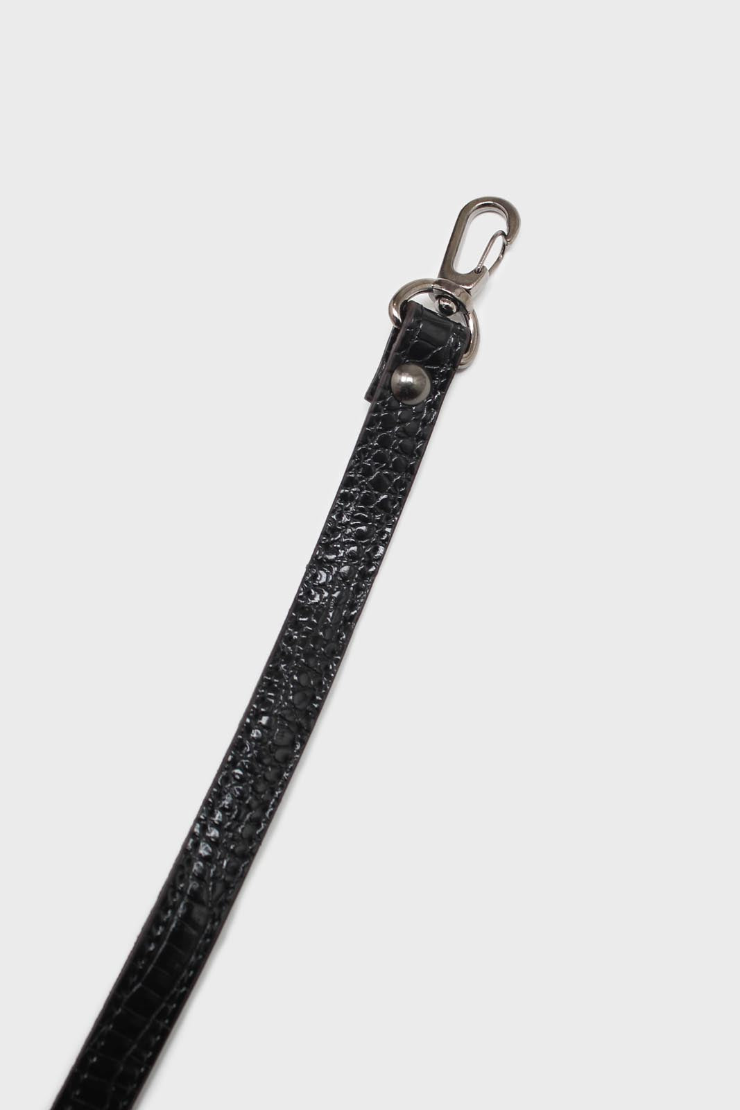 Black croc skin rectangle thick chain handbag_4