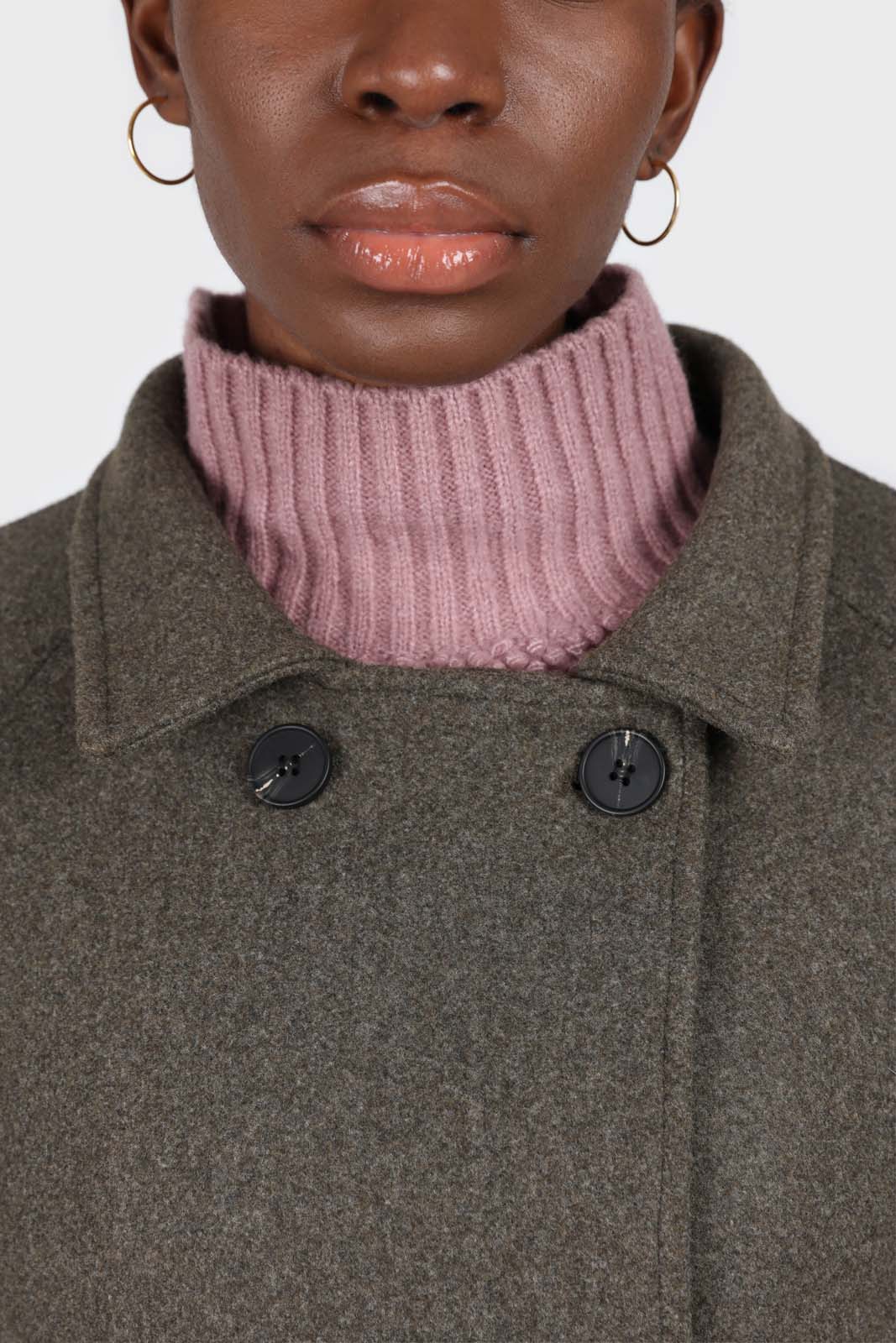 Charcoal double breasted long coat_5