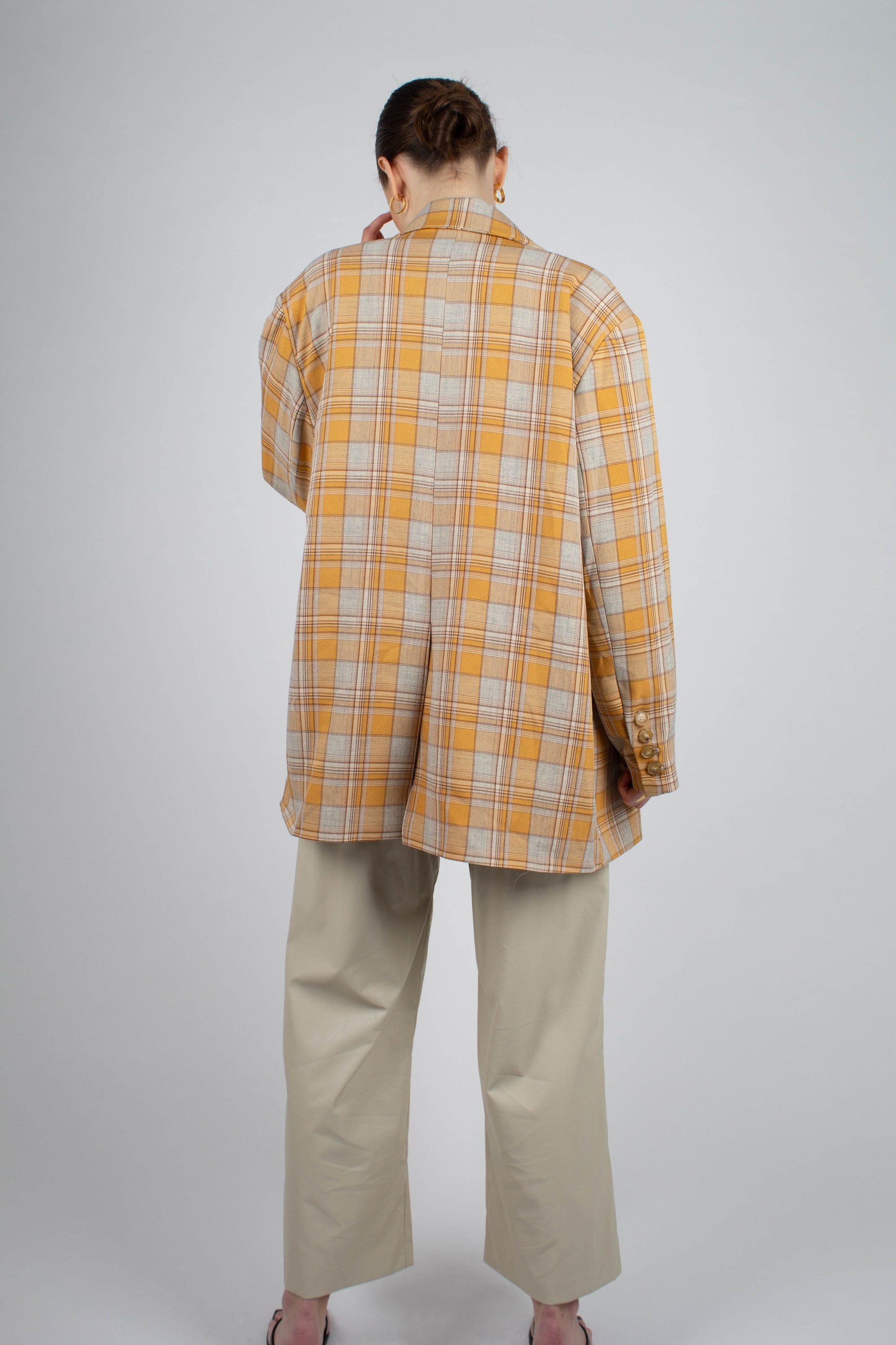 Orange and yellow checked oversized blazer_15