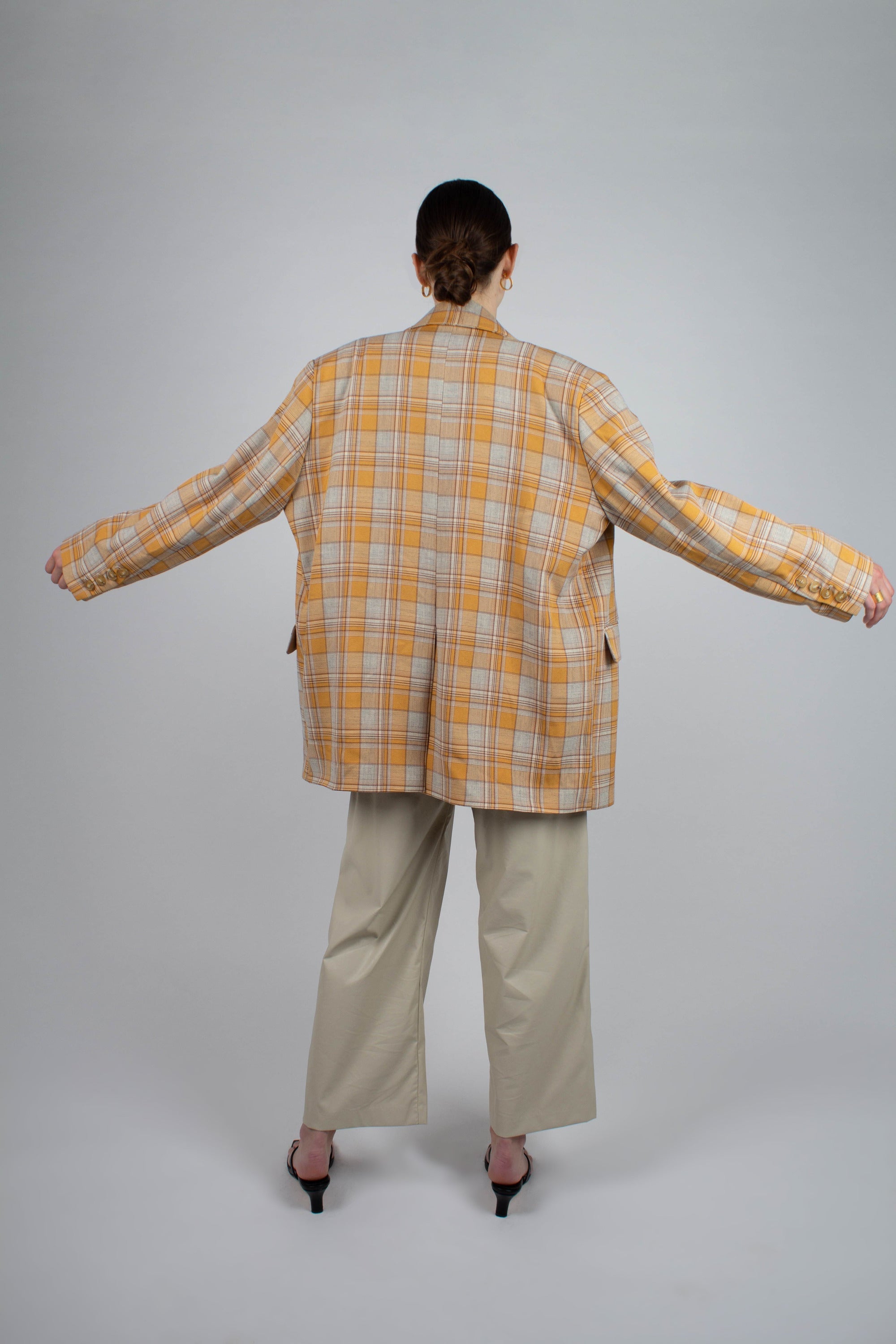 Orange and yellow checked oversized blazer_10