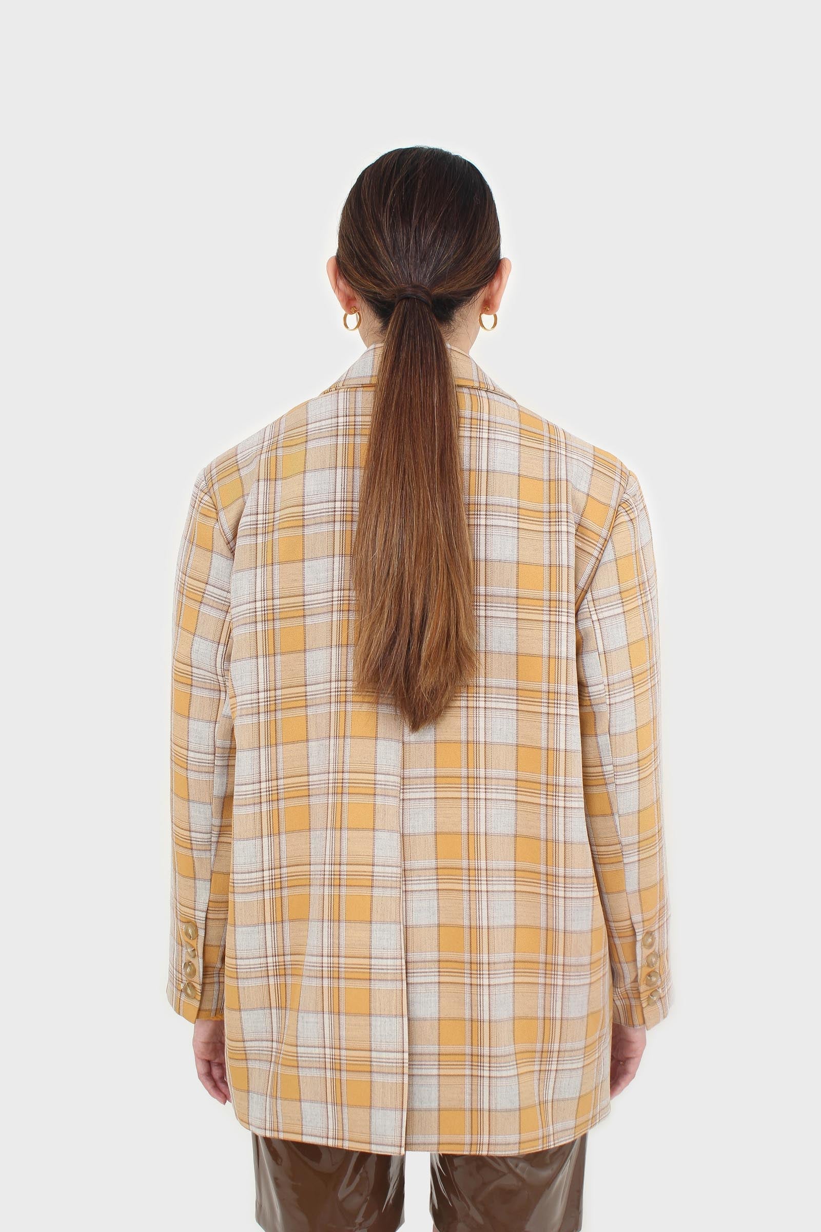 Orange and yellow checked oversized blazer_4