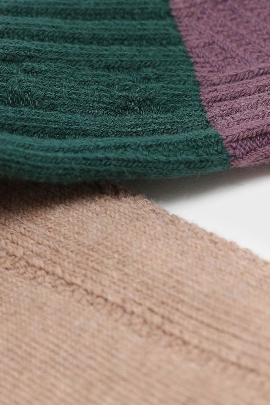 Beige green and purple triple colorblock socks_2