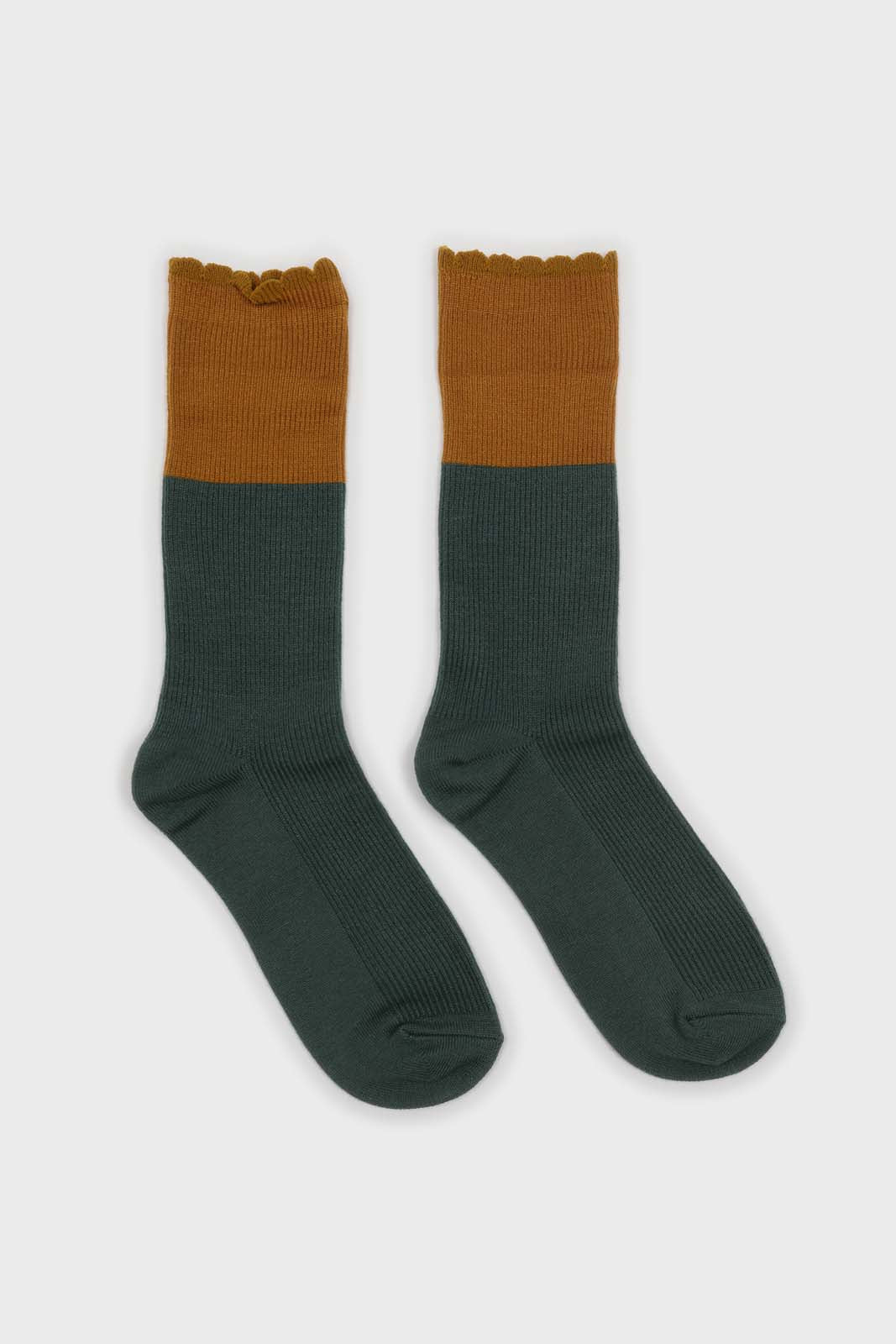 Teal and mustard colorblock long socks_4