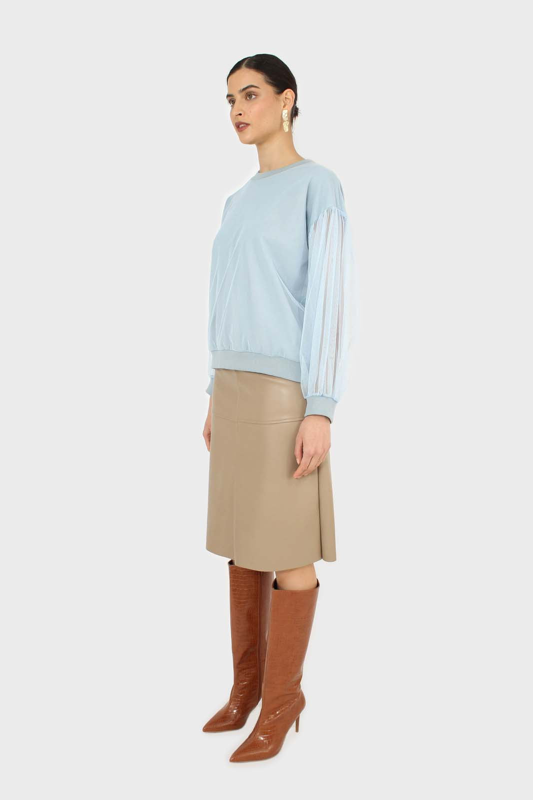 Blue sheer sleeve sweatshirt_4