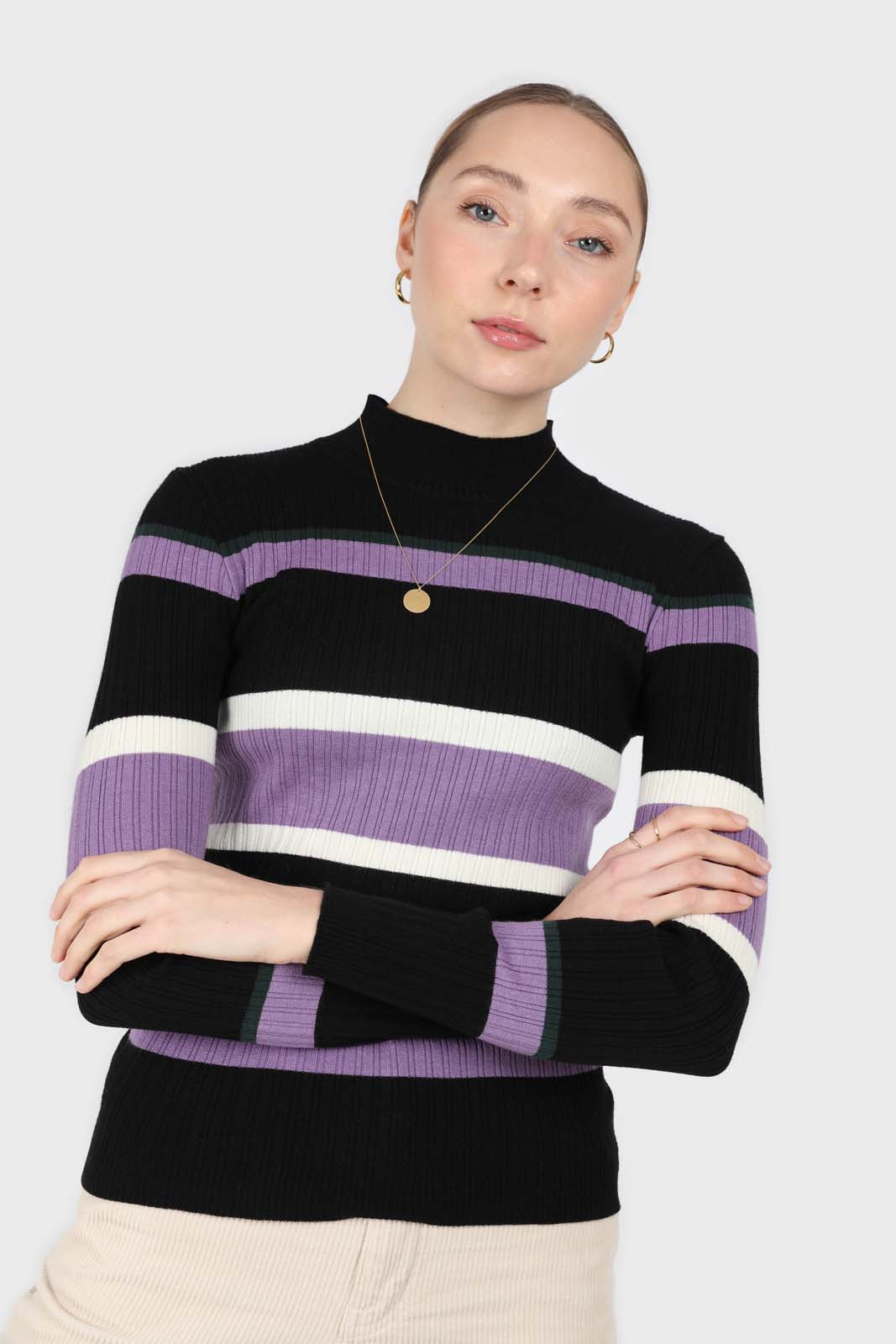 Black and lilac multi stripe long sleeve top_3