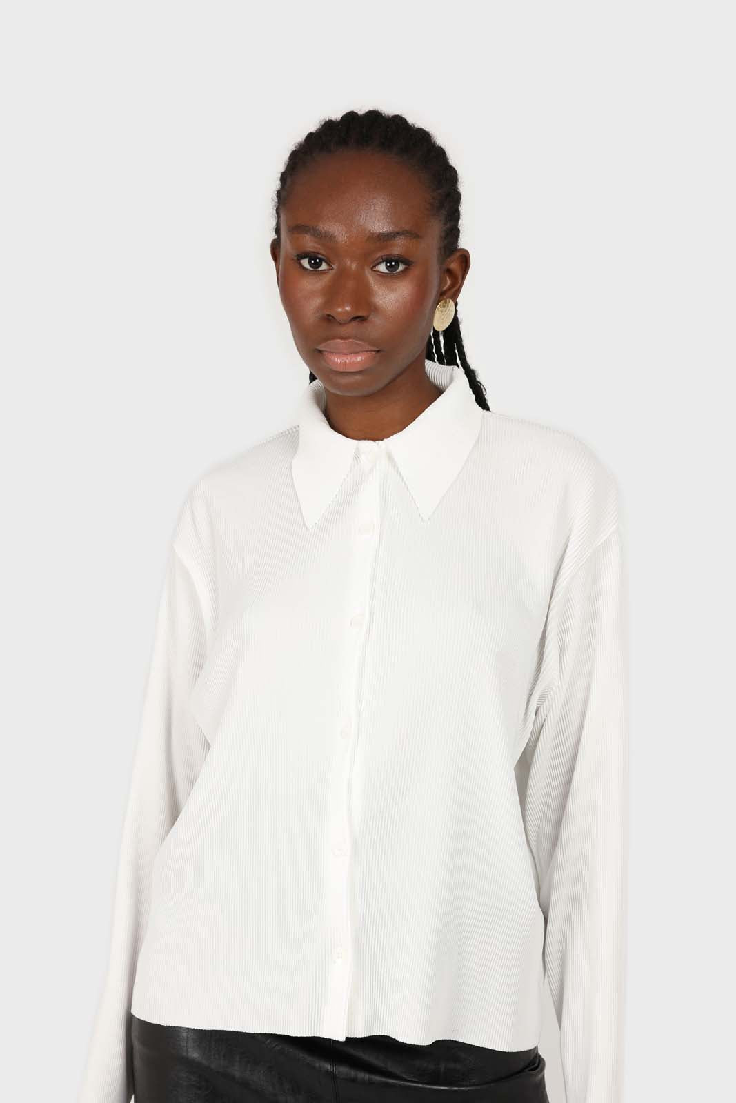 White micro pleated long sleeved shirt_12