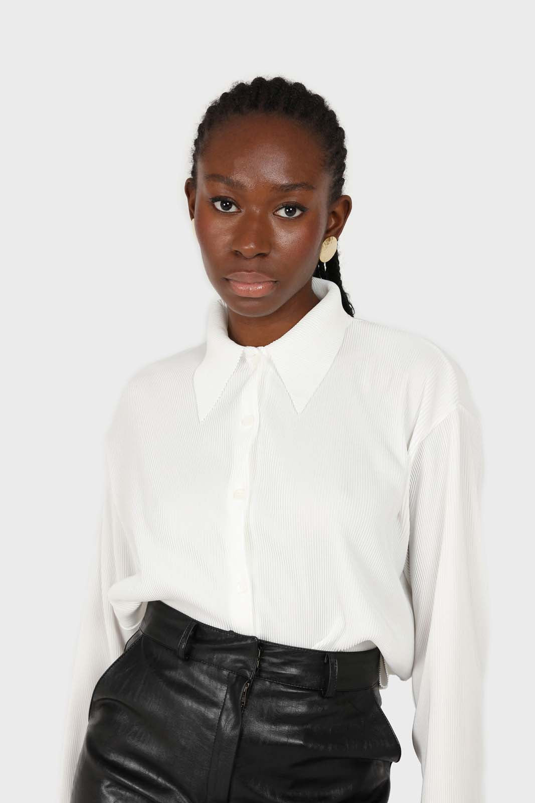 White micro pleated long sleeved shirt_9