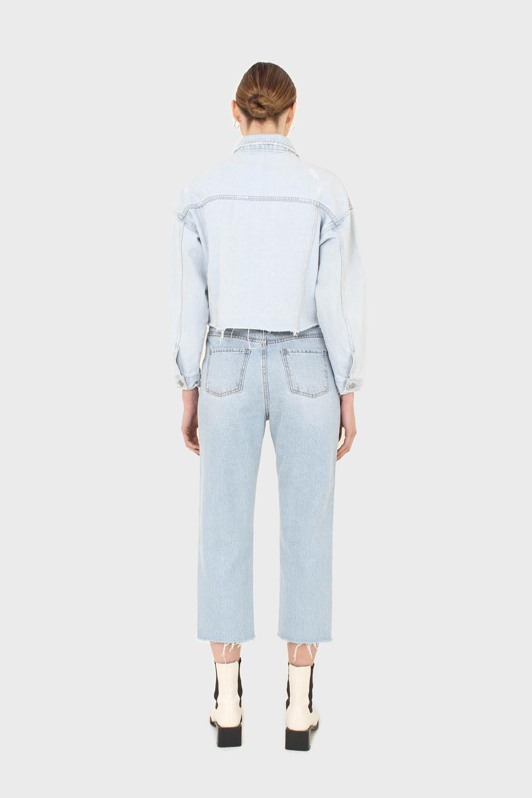 Blue cut hem crop denim jacket_7