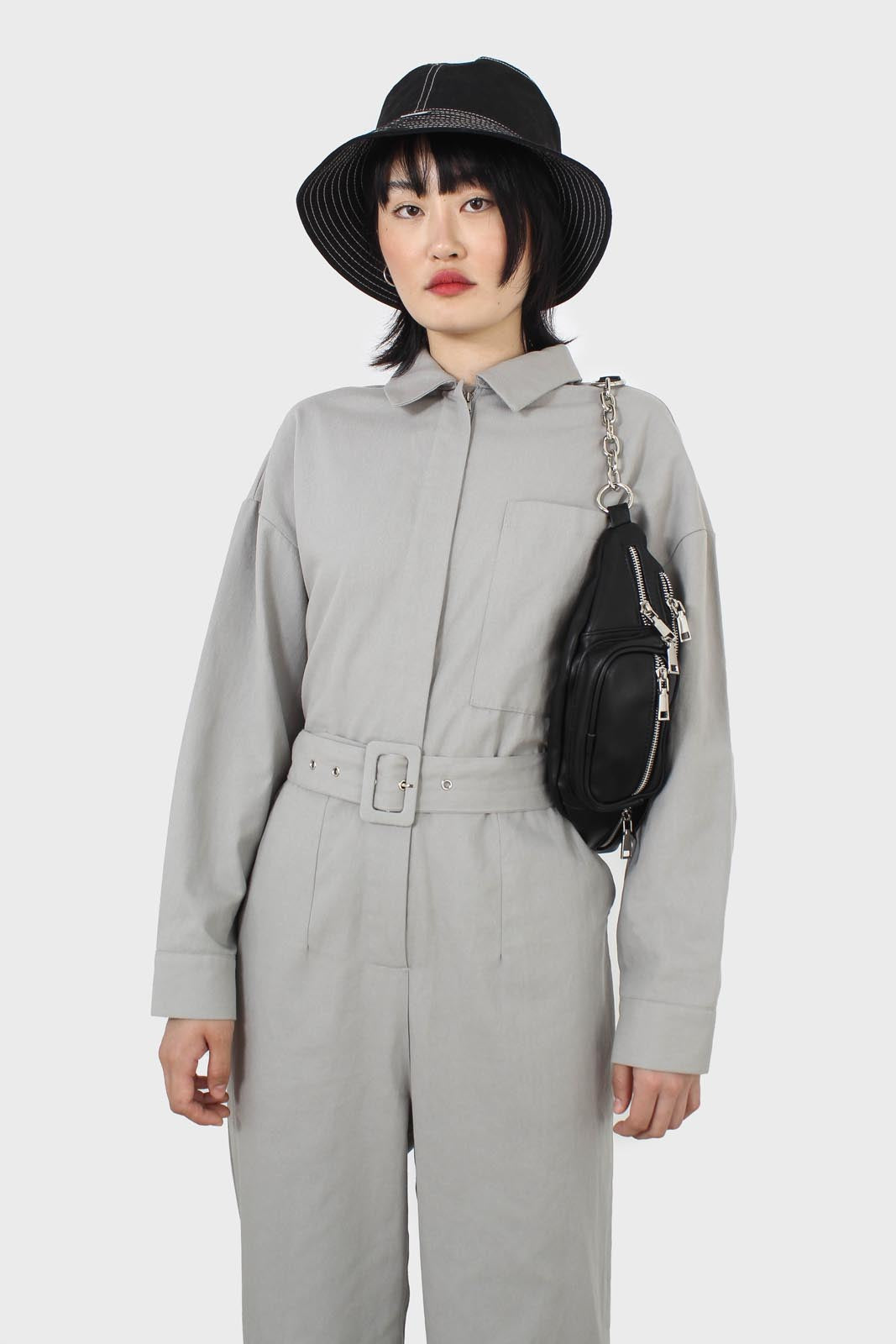 Grey patch pocket belted boilersuit_6