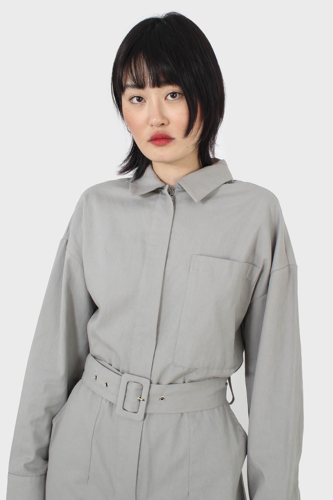 Grey patch pocket belted boilersuit_11