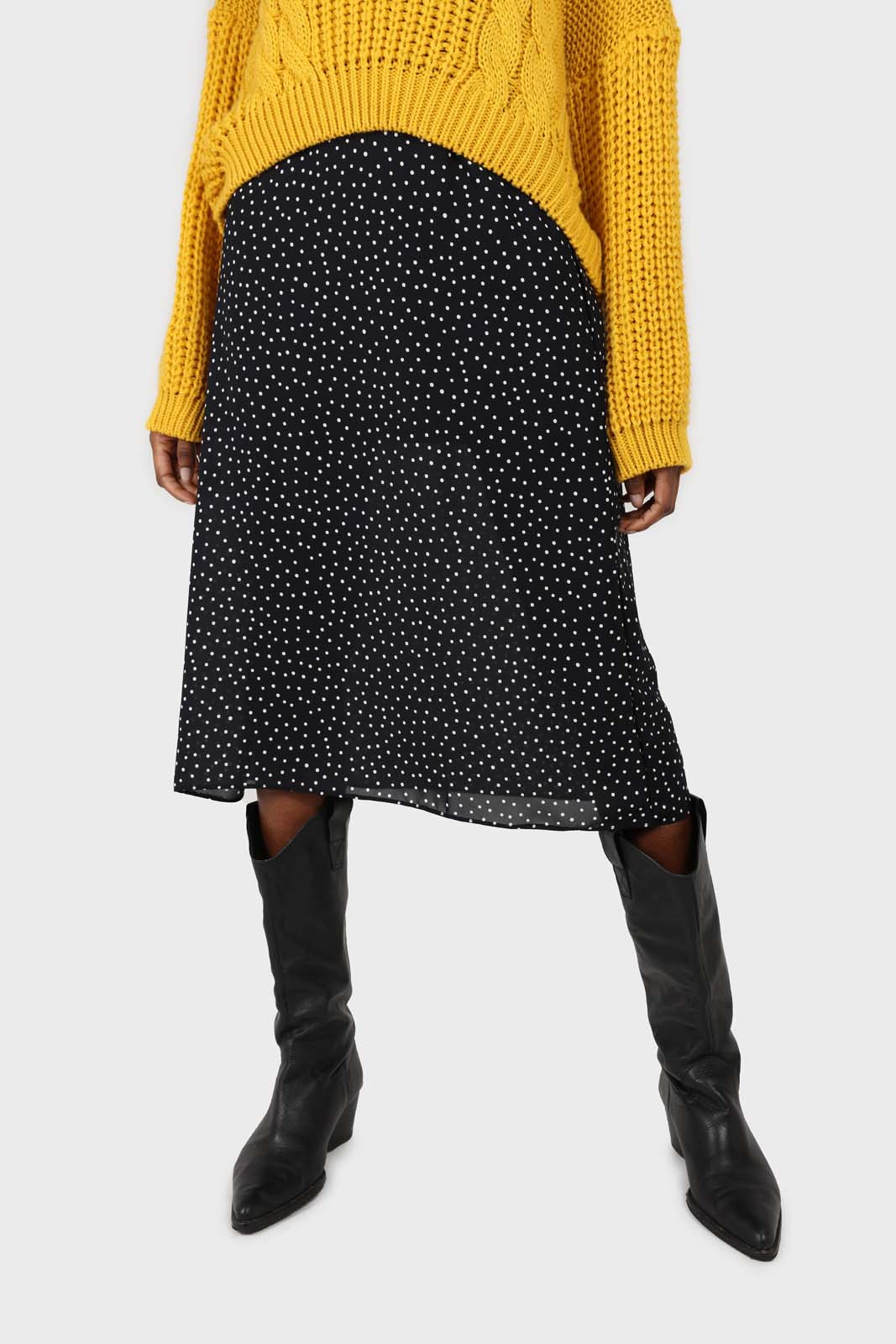 Navy and white polka dot flare midi skirt_7
