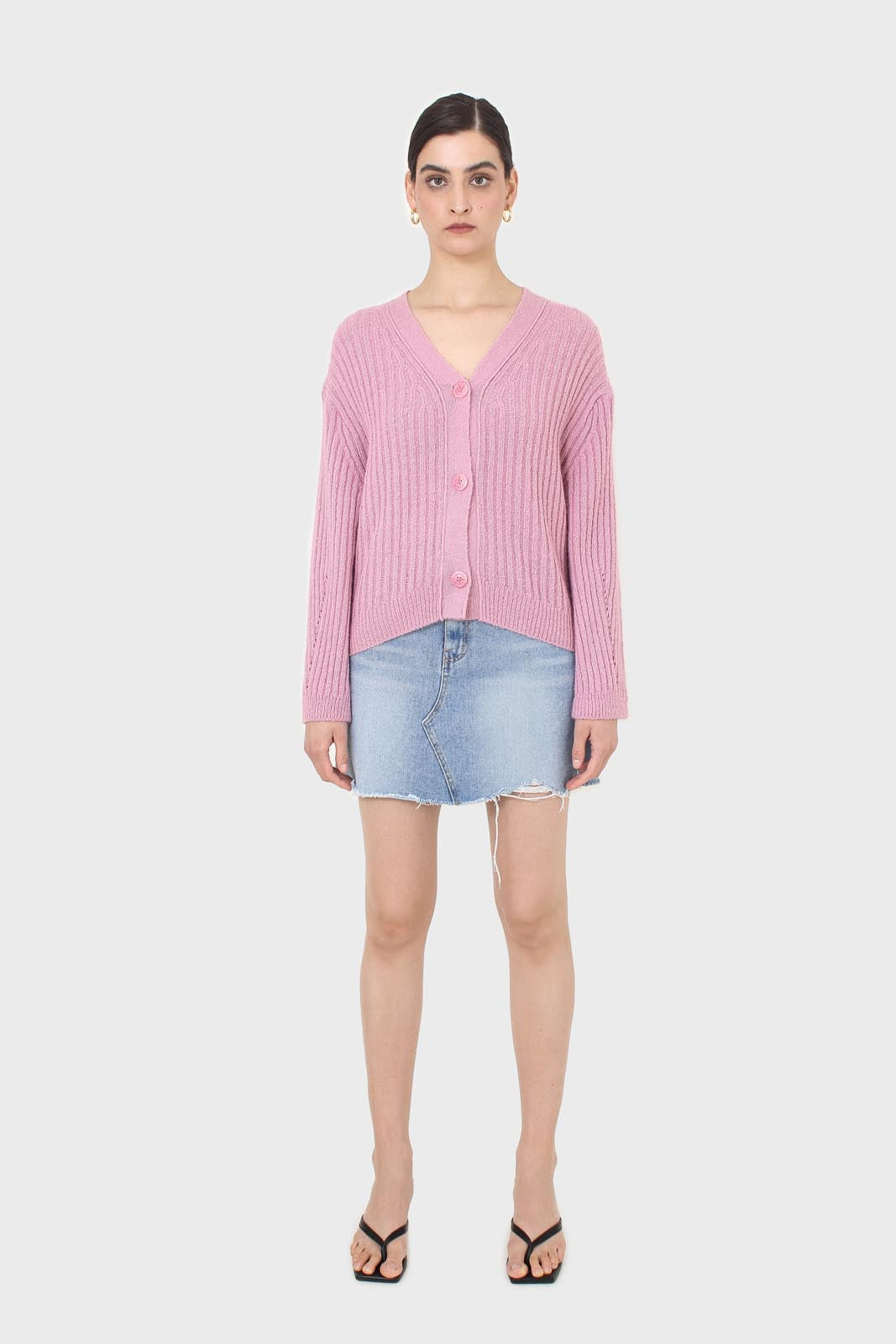 Pink ribbed alpaca blend cardigan_3