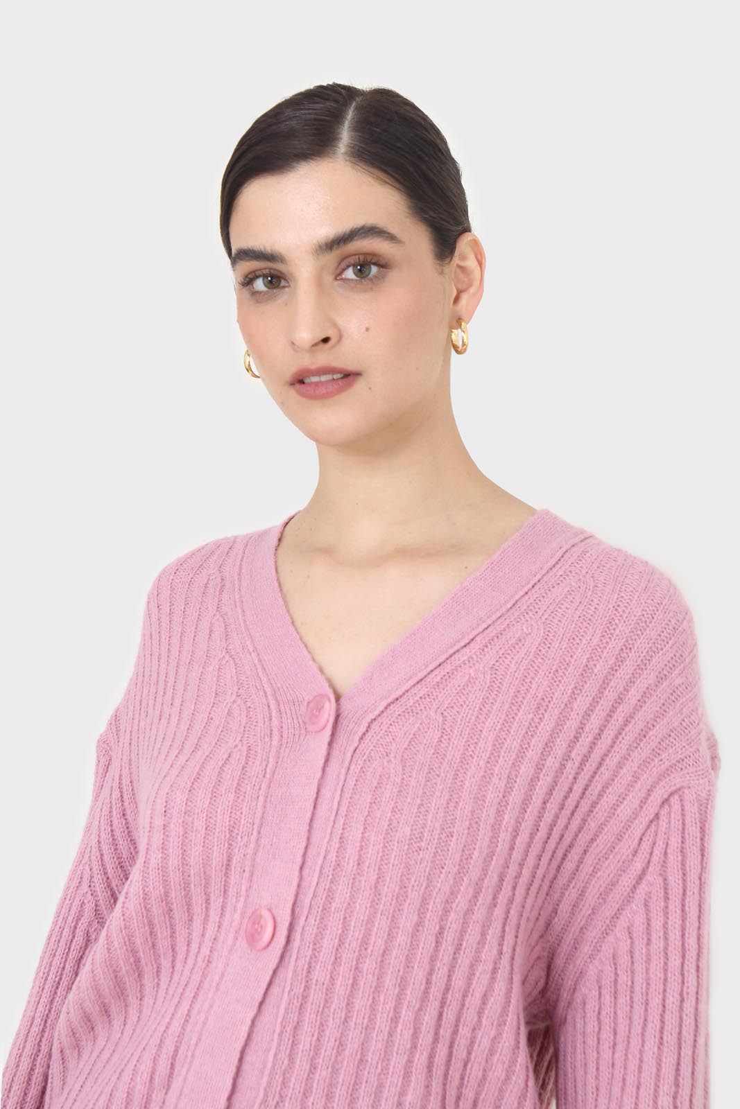 Pink ribbed alpaca blend cardigan_7