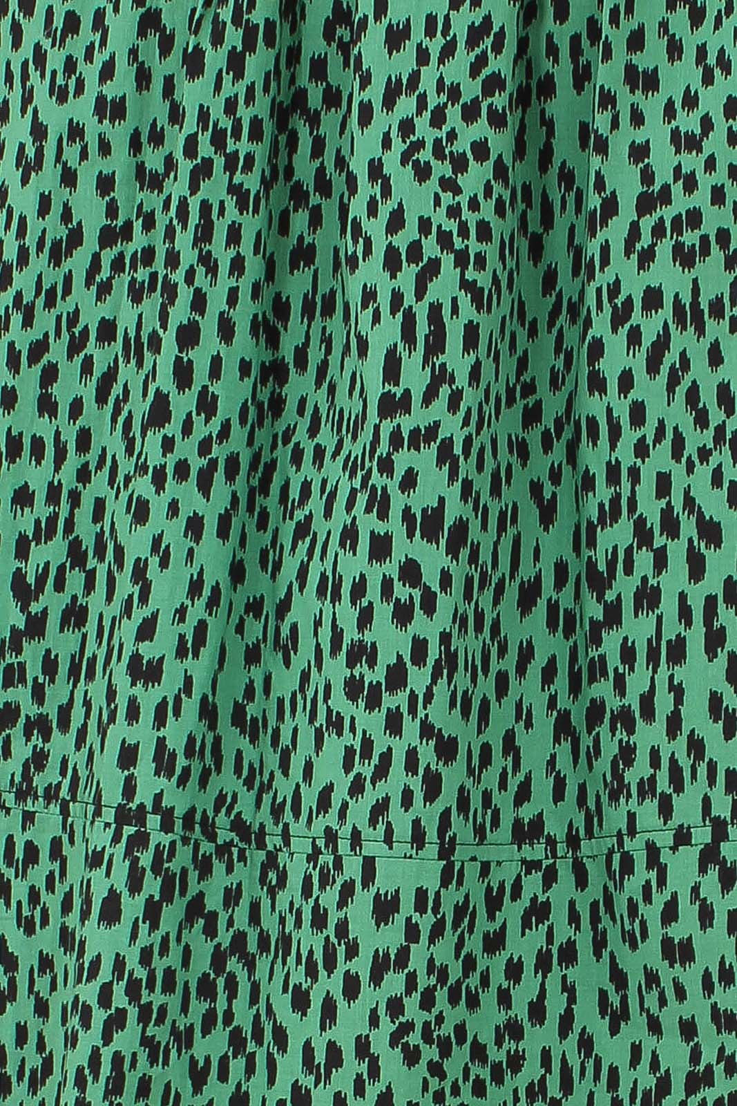 Green animal print flare midi skirt_3