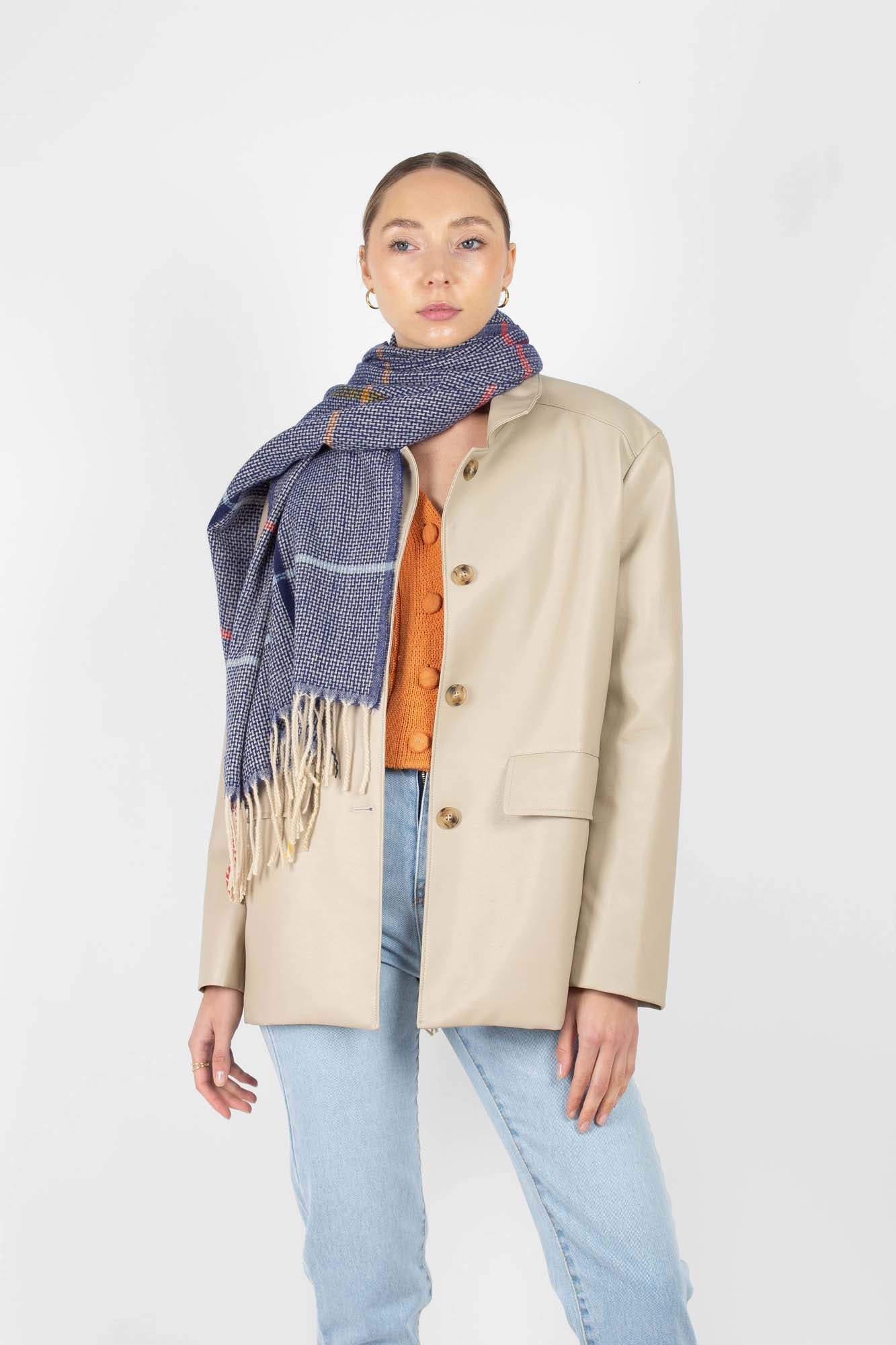 Blue multicolor box check scarf_3