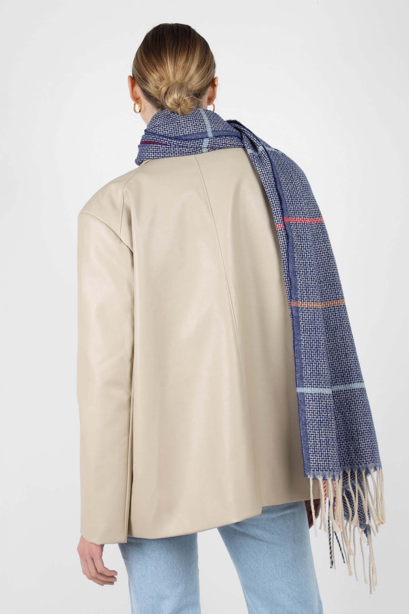 Blue multicolor box check scarf_5