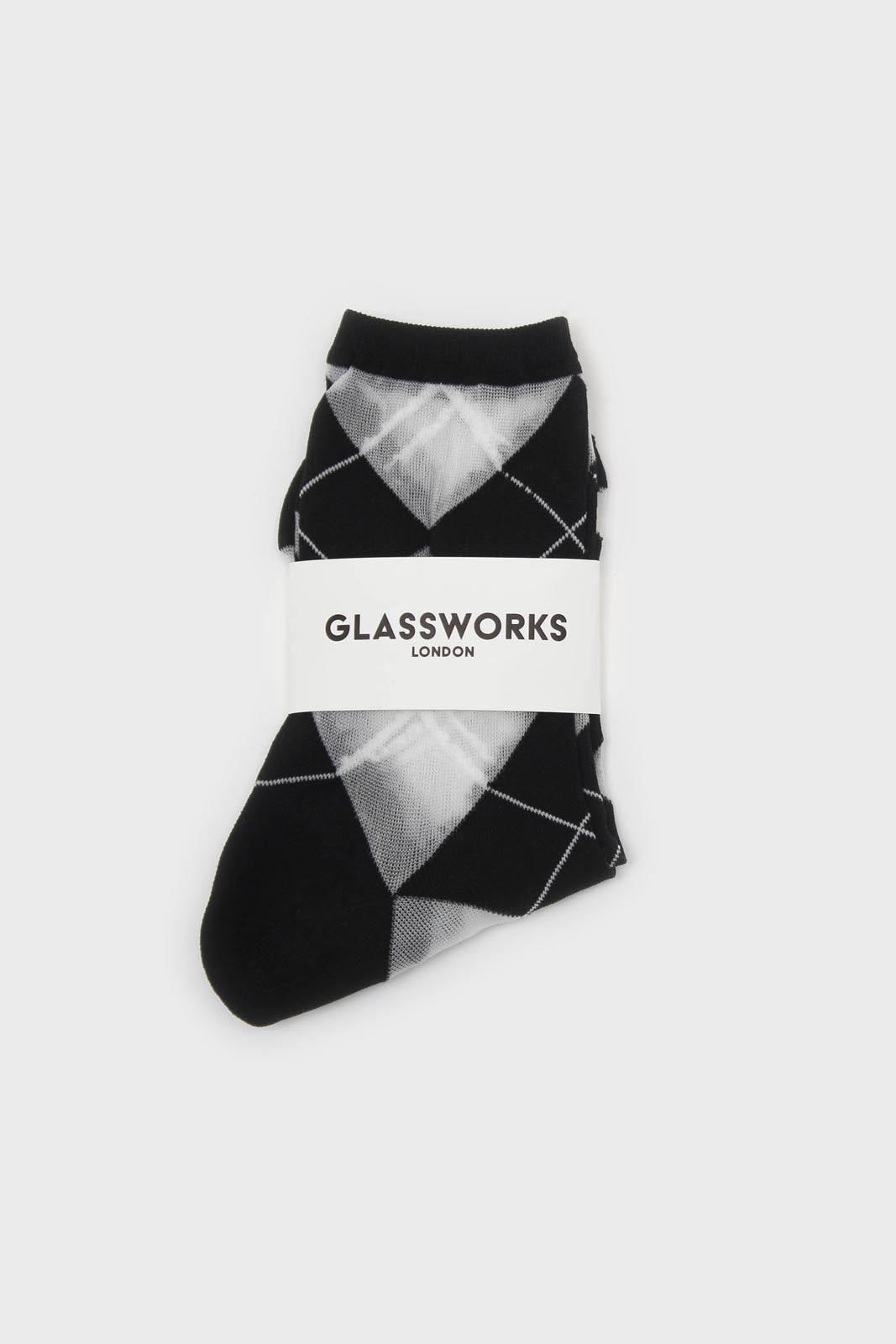 Black and white argyle cotton socks_3