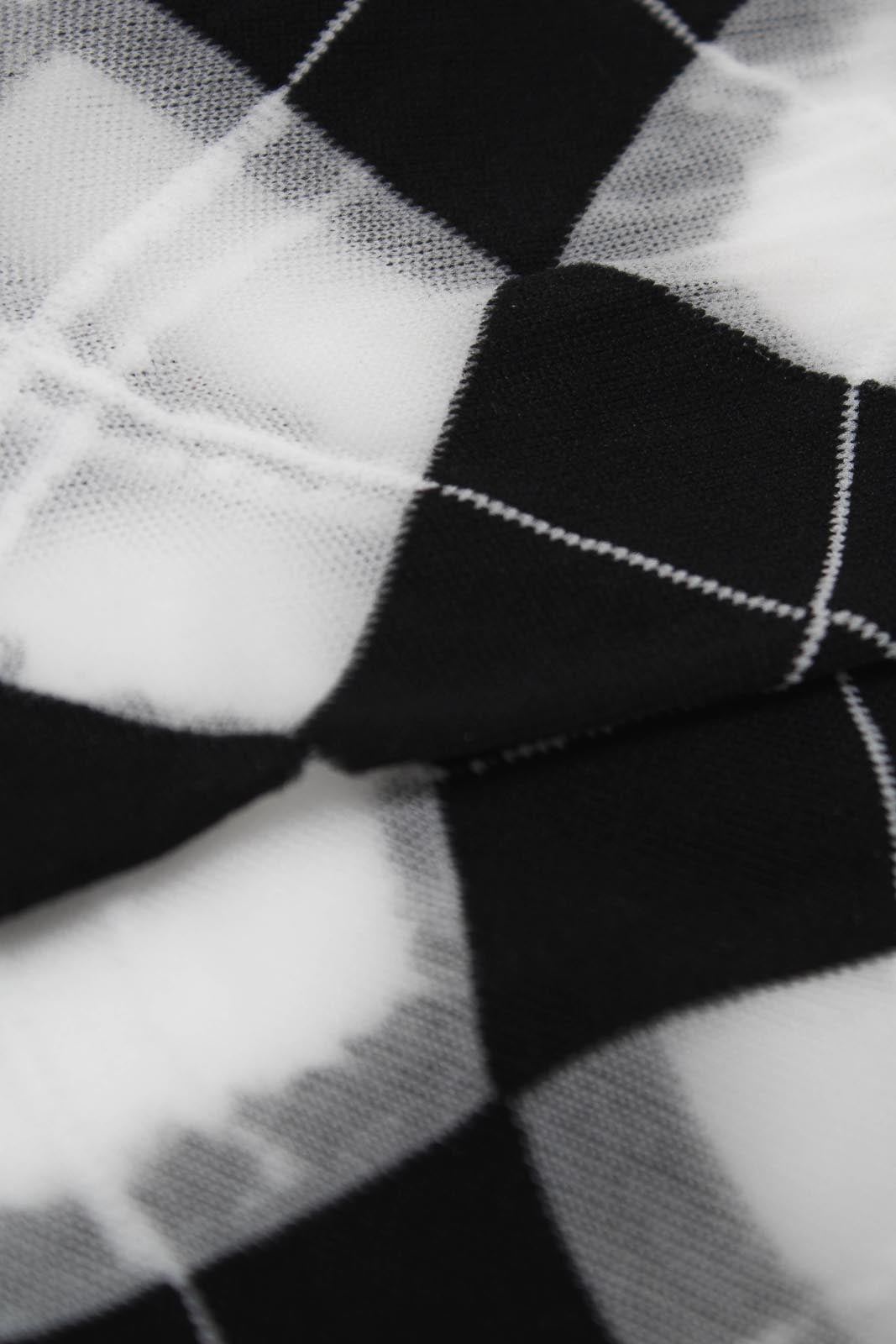 Black and white argyle cotton socks_2