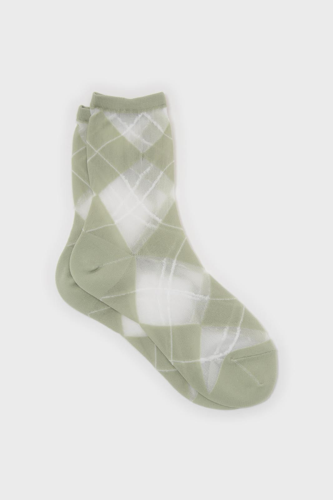 Green and white argyle cotton socks_1