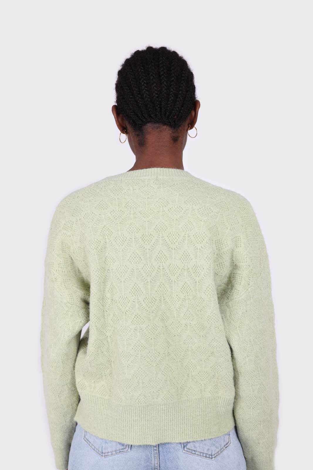 Mint green patterned brush crew neck jumper_2