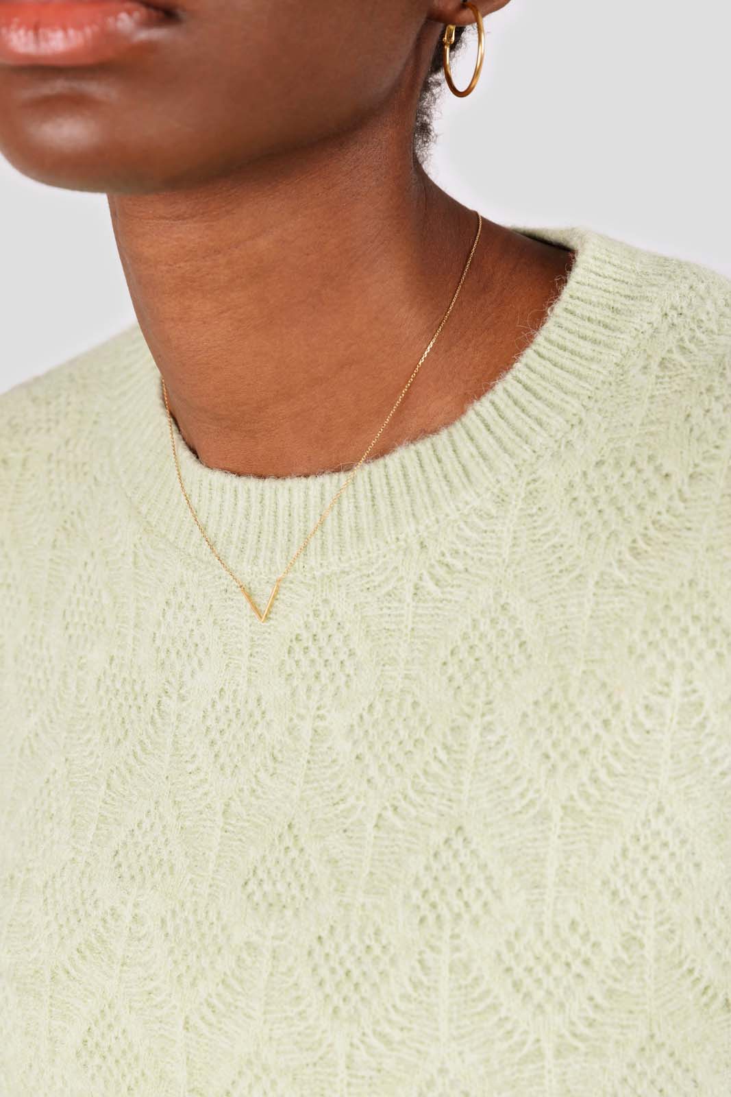 Mint green patterned brush crew neck jumper_4