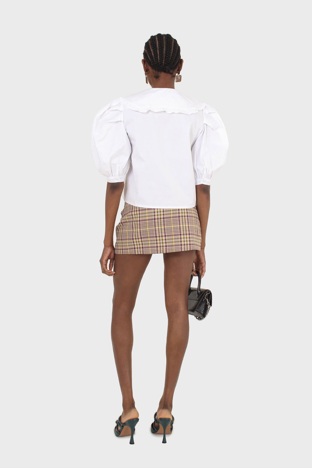 Purple and yellow checked mini skirt_5