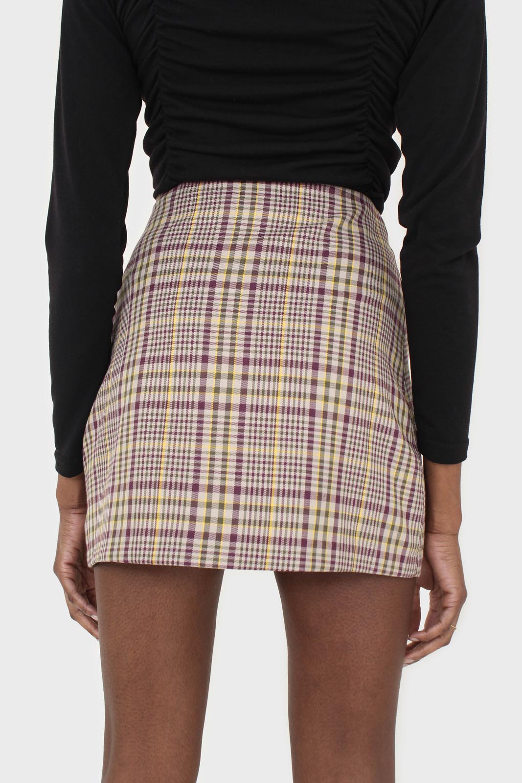 Purple and yellow checked mini skirt_9