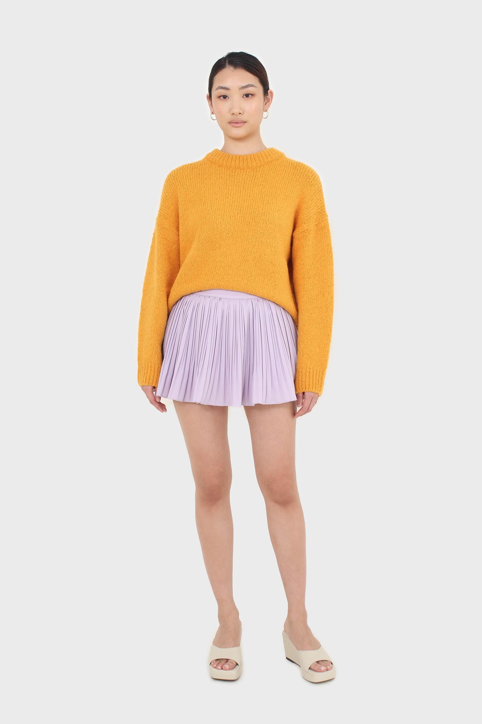 Lilac pleated silky mini skirt_3