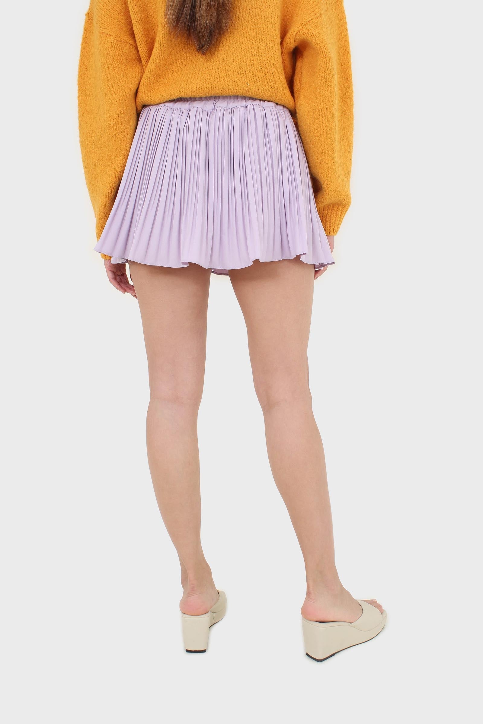 Lilac pleated silky mini skirt_5