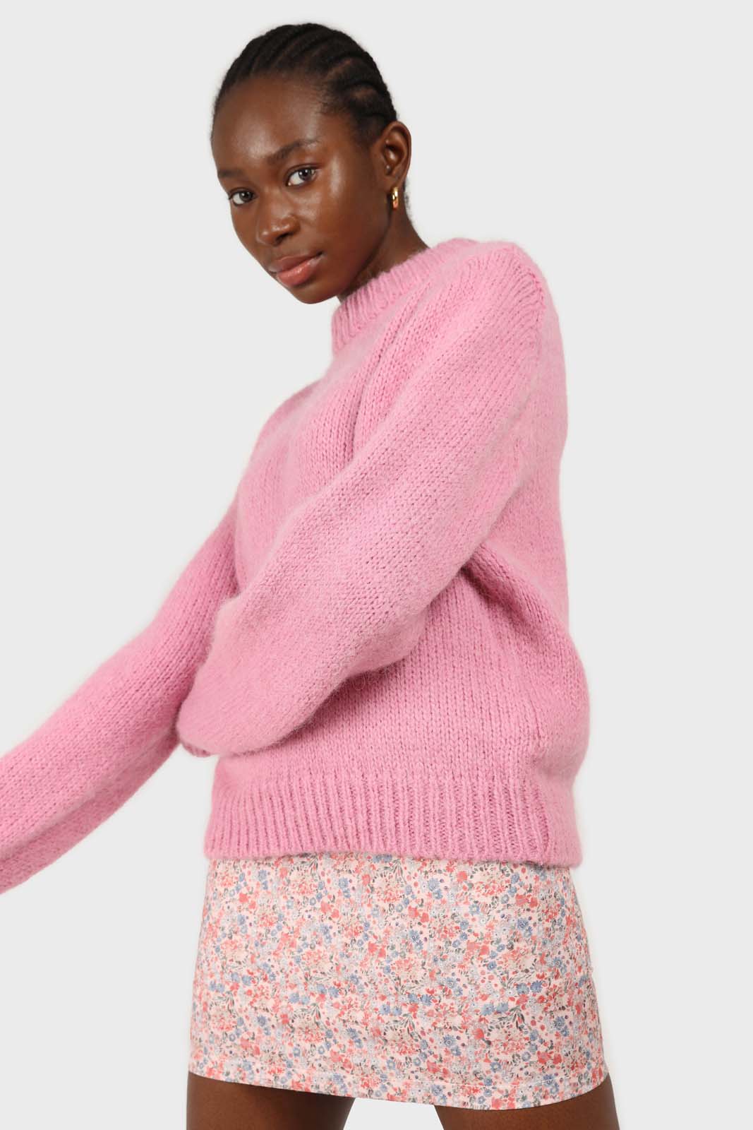 Pink ditsy floral print mini skirt_2