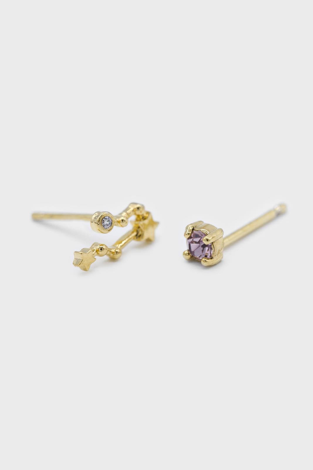 Gold birthstone zodiac earrings / Jun - Tanzanite indigo blue_1
