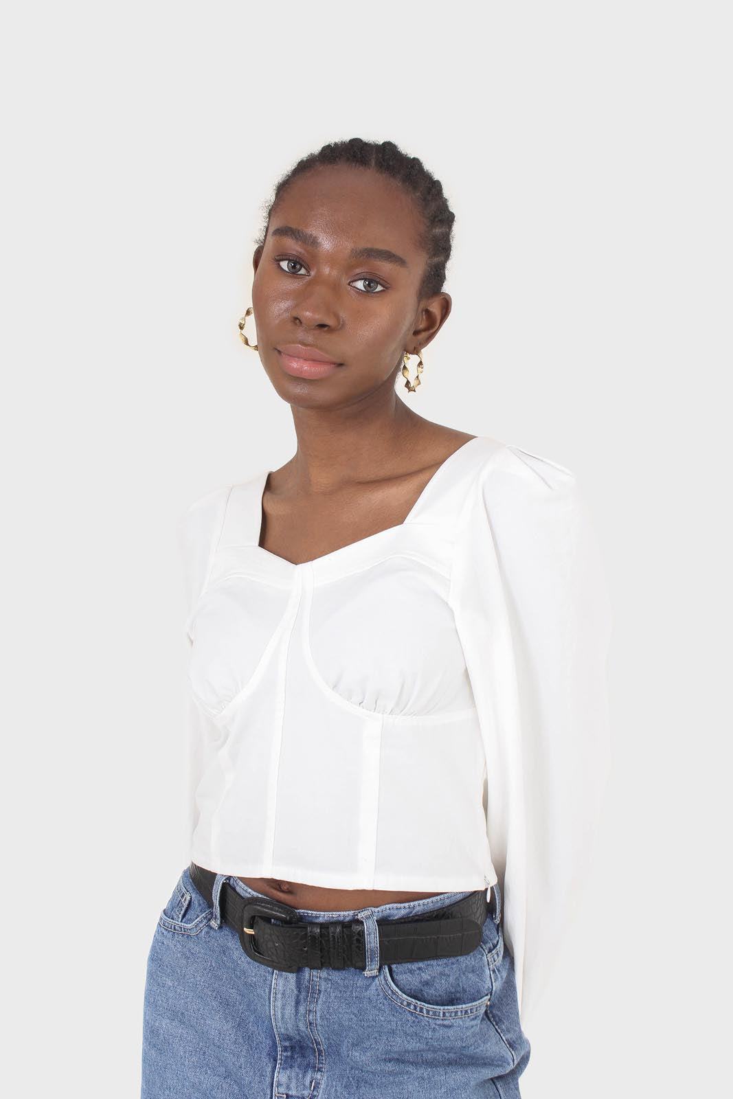 White corset long sleeved cropped top_7