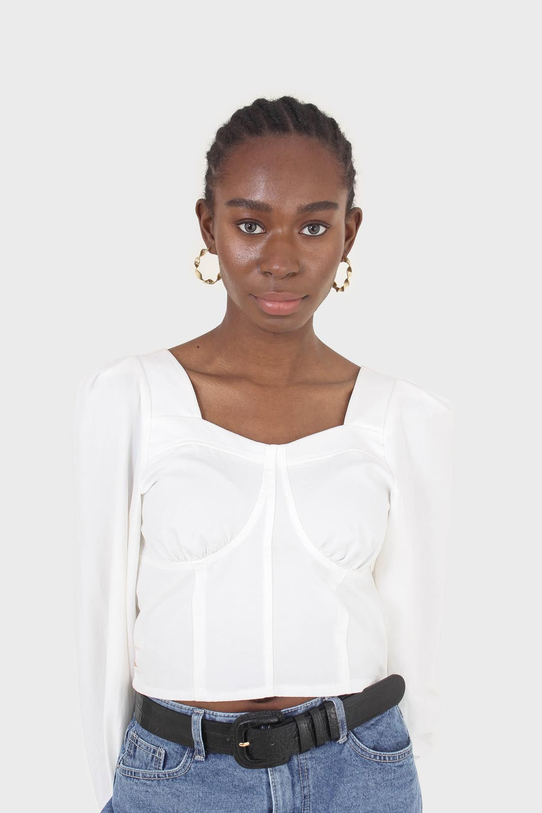 White corset long sleeved cropped top_6