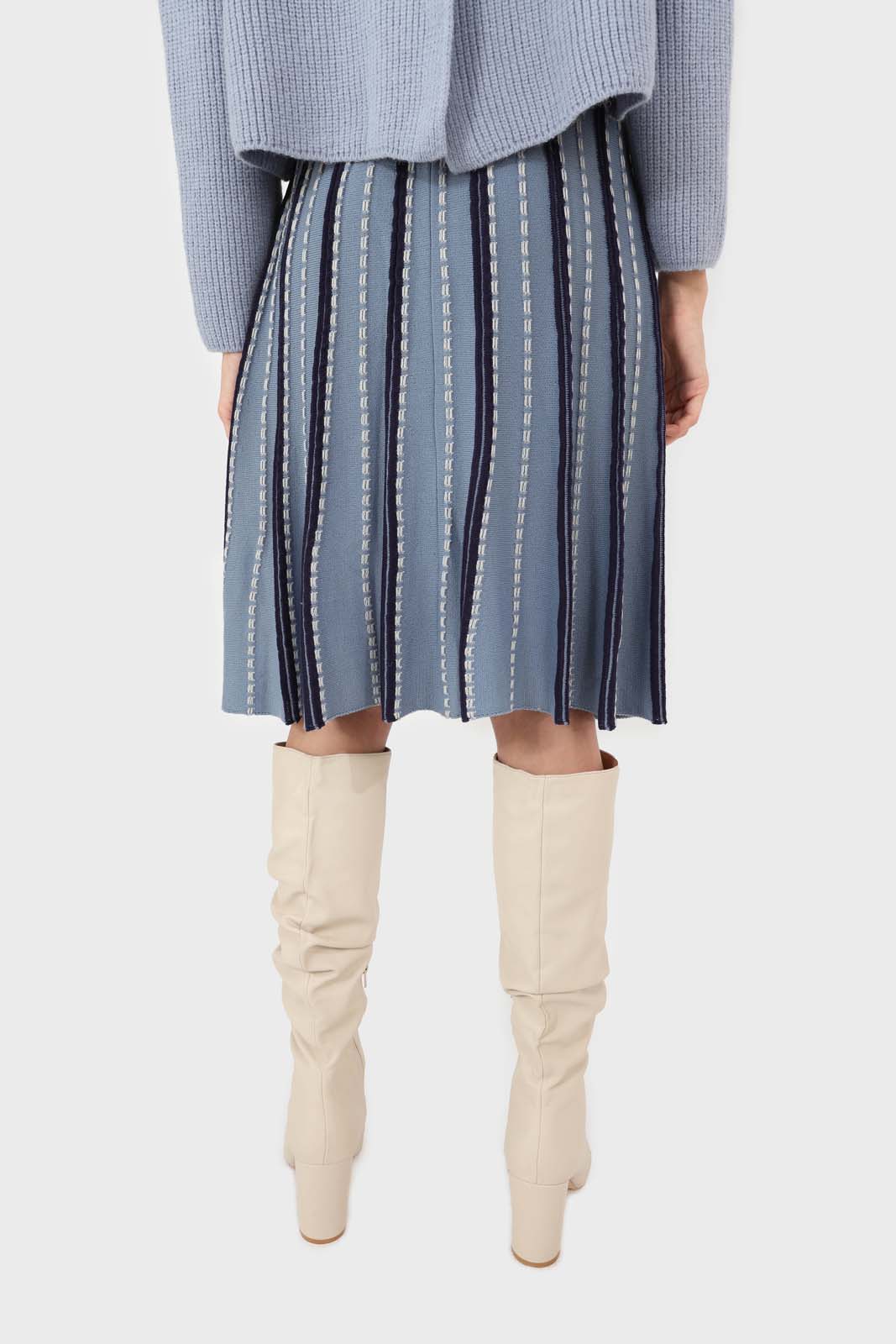 Blue and black blanket stitch midi skirt_6