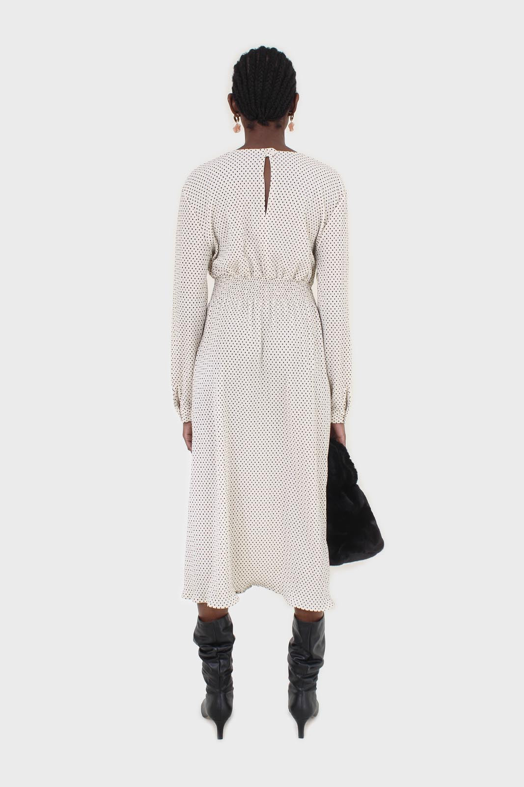 Ivory and black polka dot ribbed maxi dress_5