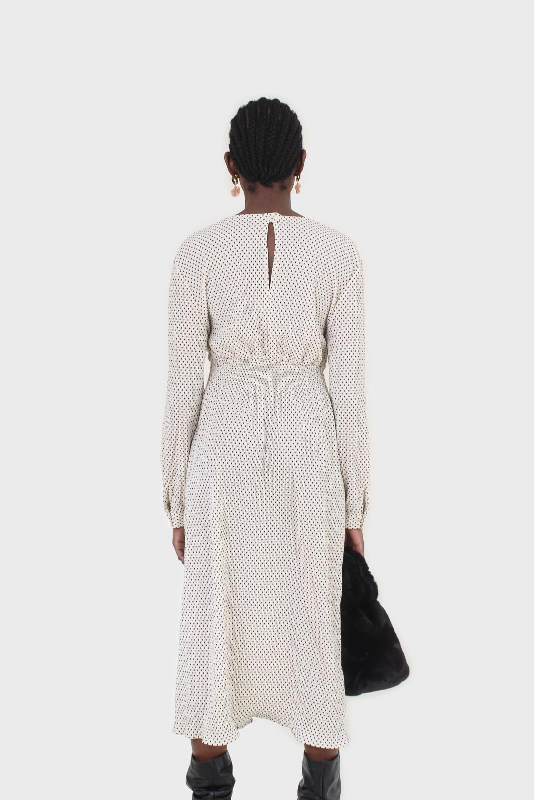 Ivory and black polka dot ribbed maxi dress_6