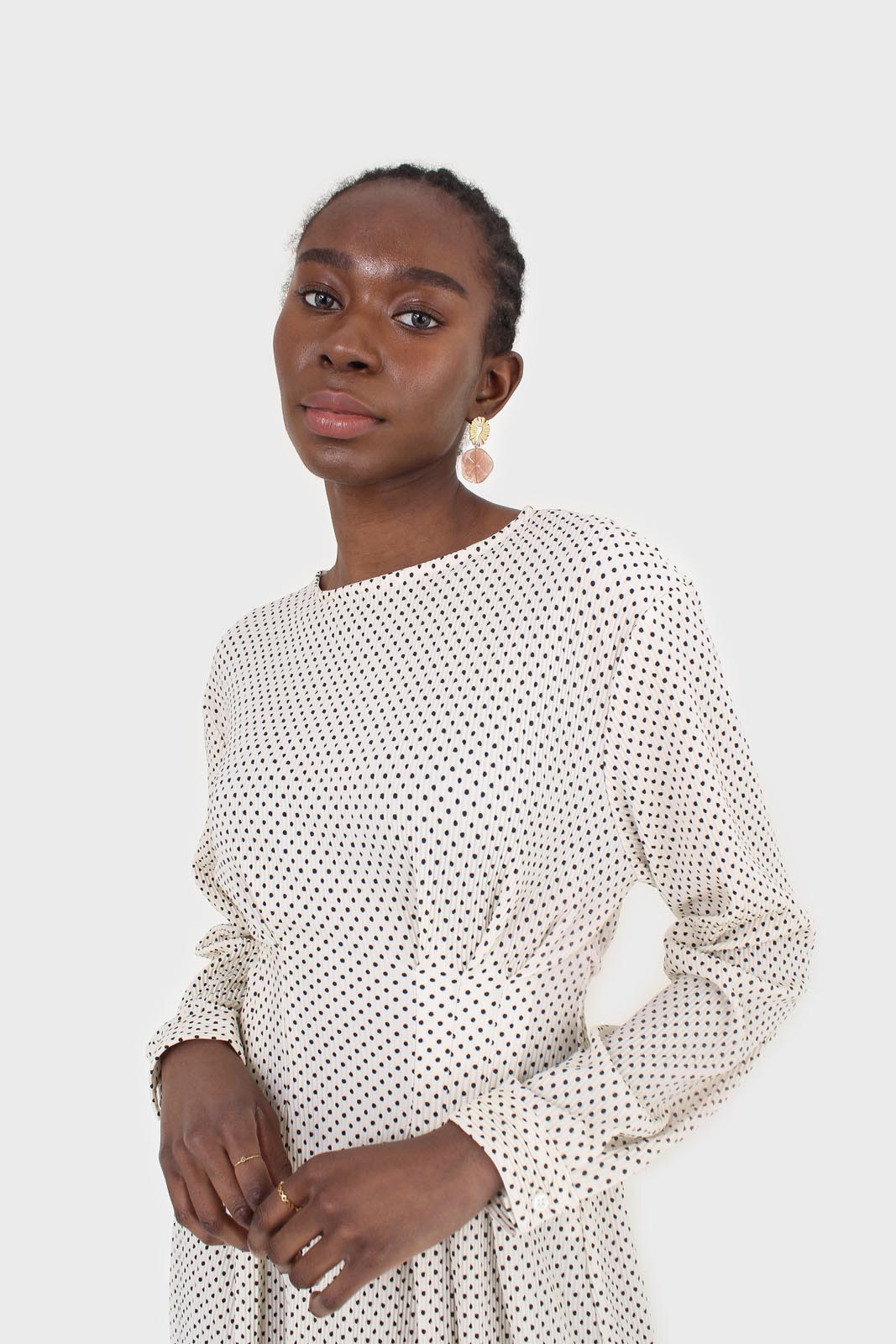 Ivory and black polka dot ribbed maxi dress_2