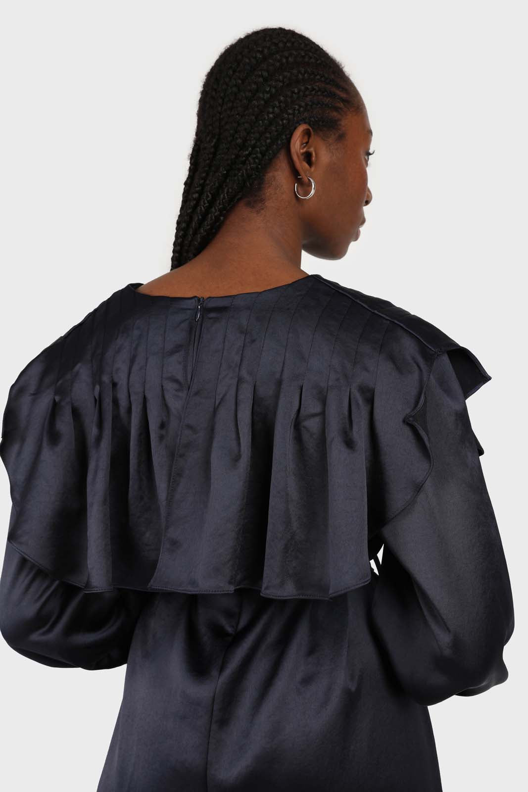 Navy silky wide collar maxi dress_6