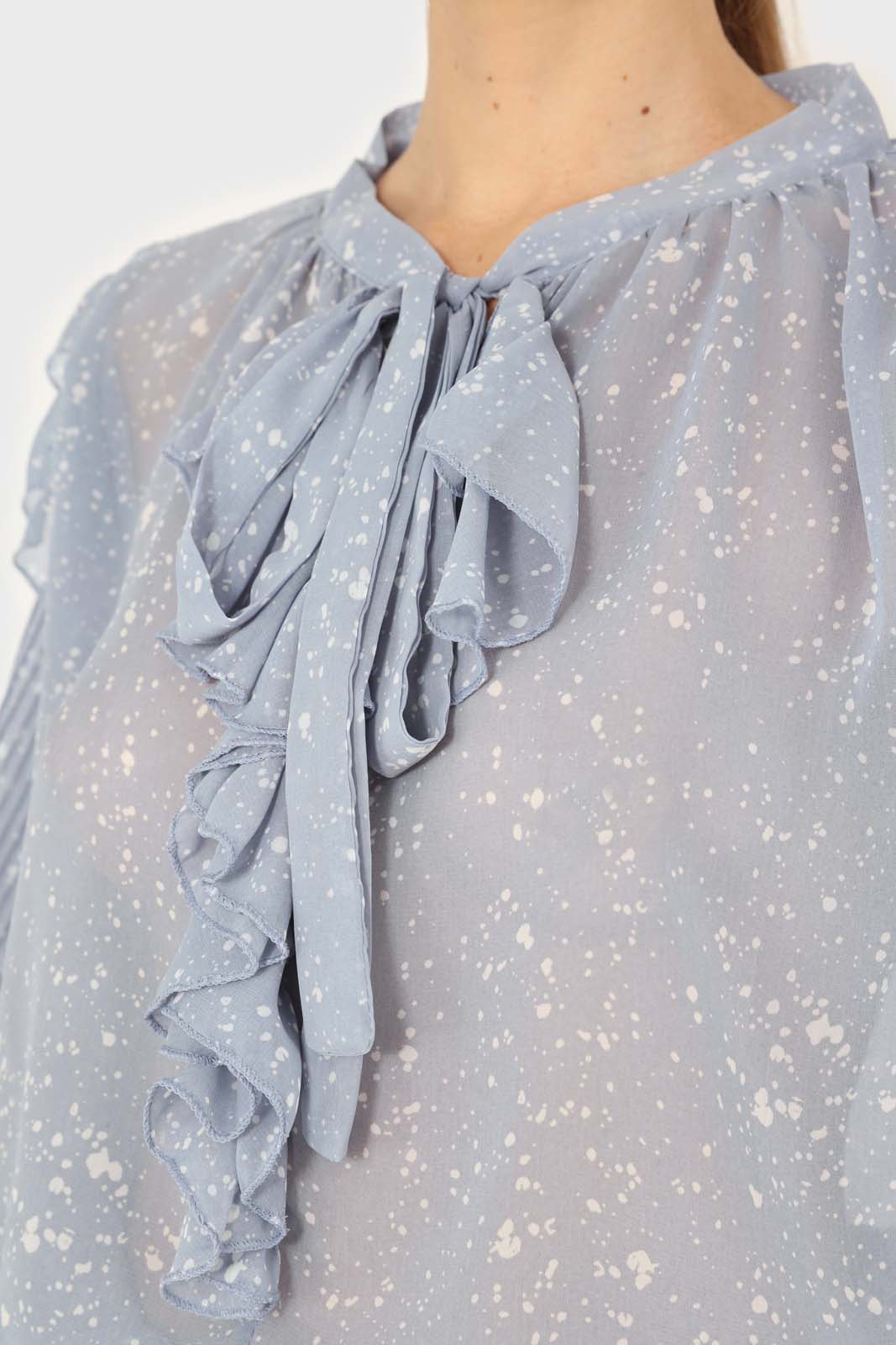 Light blue splatter print ruffled micropleat blouse_3