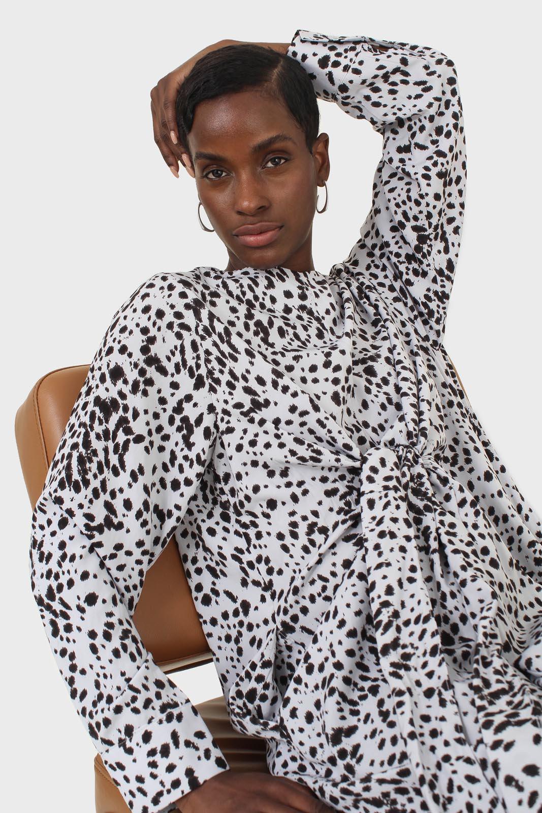 Light blue animal print cross over waist maxi dress_9