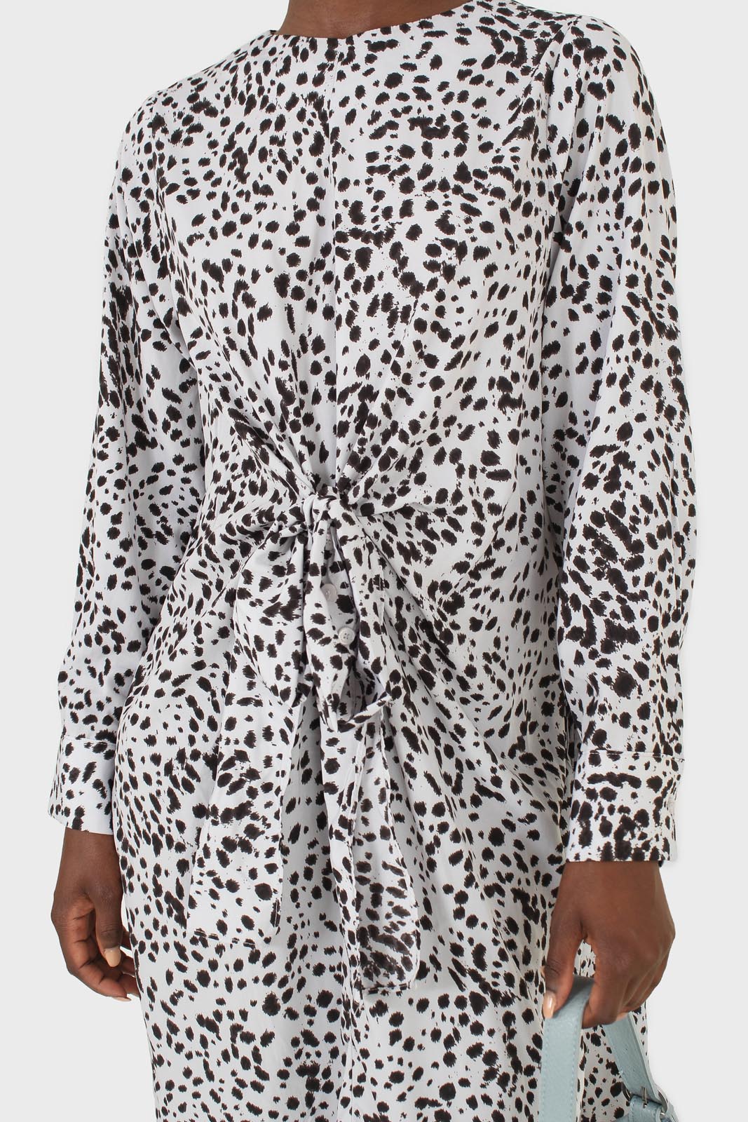 Light blue animal print cross over waist maxi dress_5